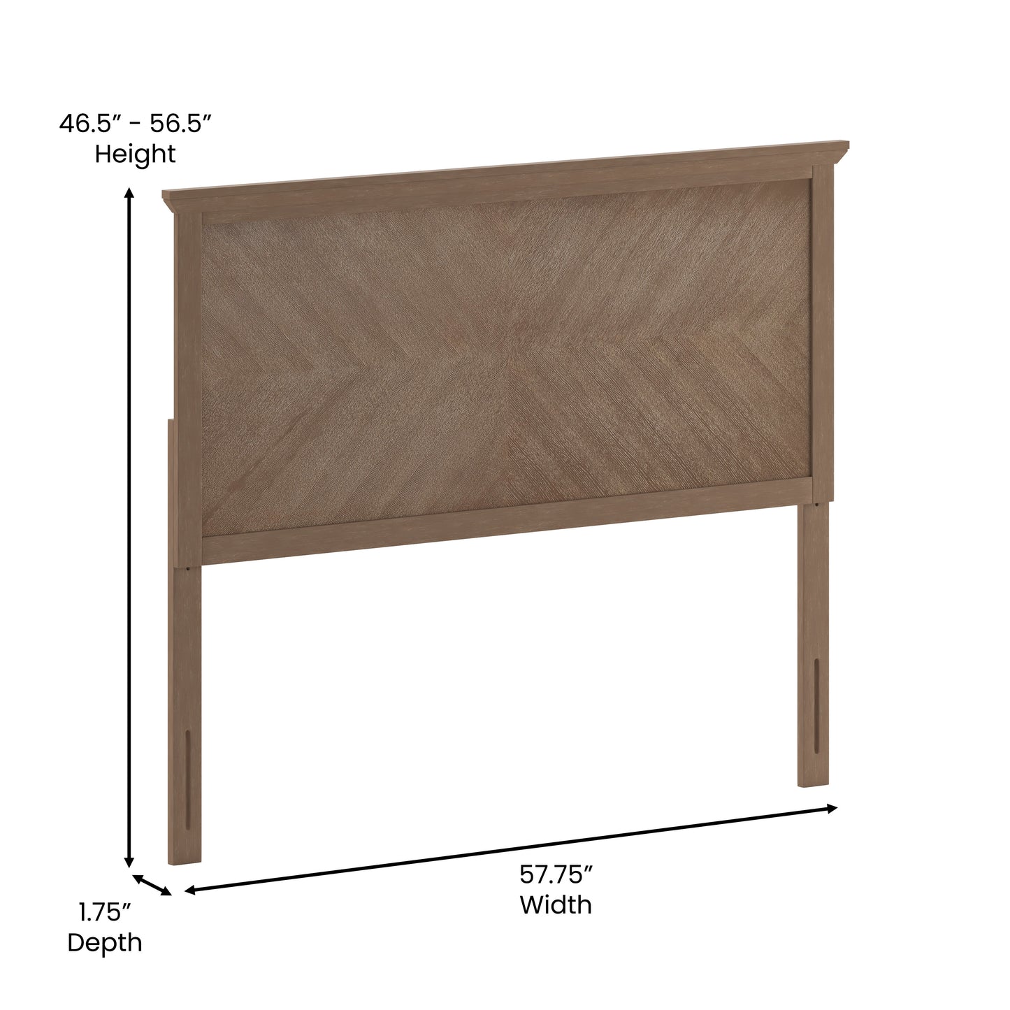 Fiona Full Size Herringbone Wooden Adjustable Headboard for Universal Metal Bed Frames Light Brown Light Brown