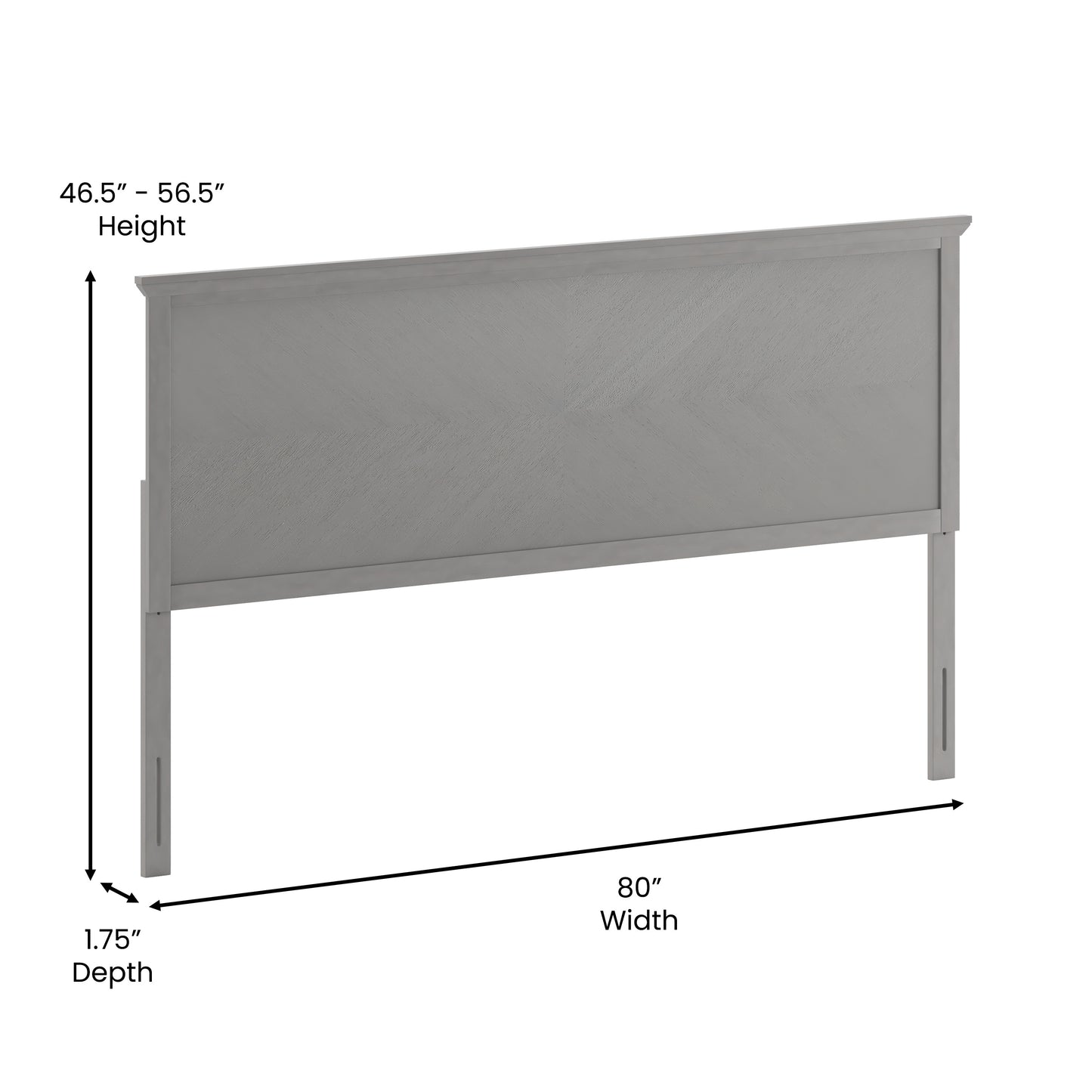 Fiona King Size Herringbone Wooden Adjustable Headboard for Universal Metal Bed Frames in Gray Wash Gray Wash