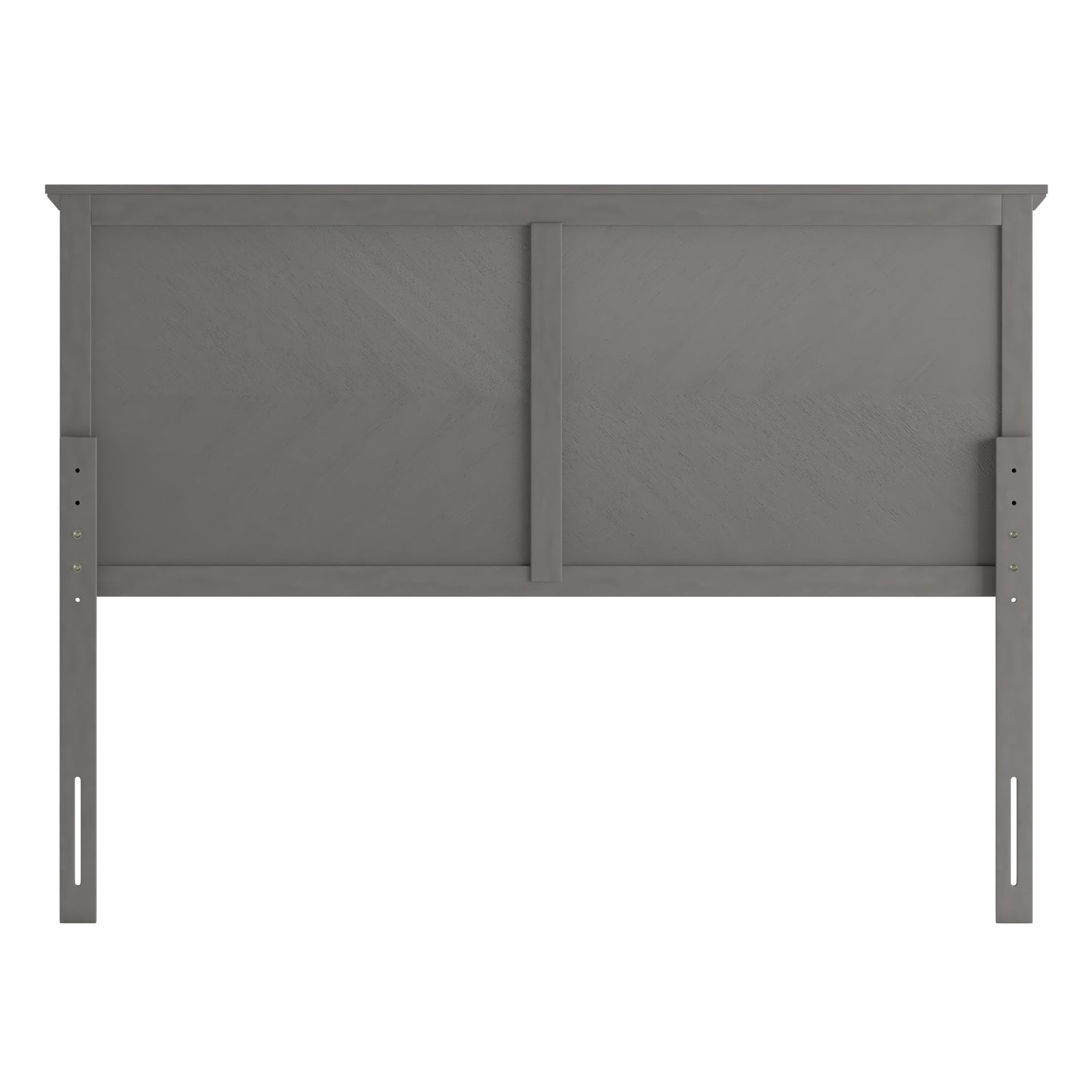 Fiona Queen Size Herringbone Wooden Adjustable Headboard for Universal Metal Bed Frames in Gray Wash Gray Wash