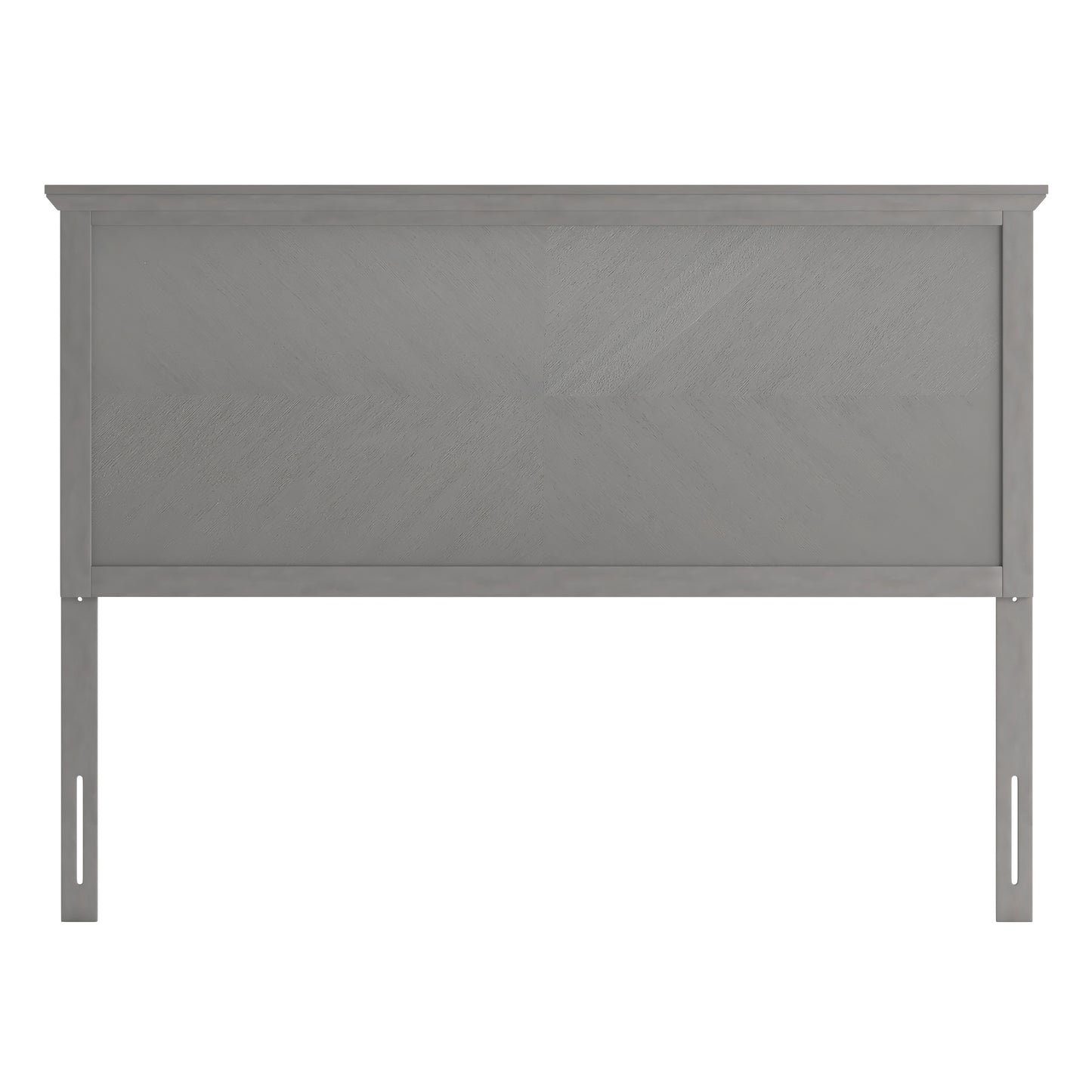 Fiona Queen Size Herringbone Wooden Adjustable Headboard for Universal Metal Bed Frames in Gray Wash Gray Wash