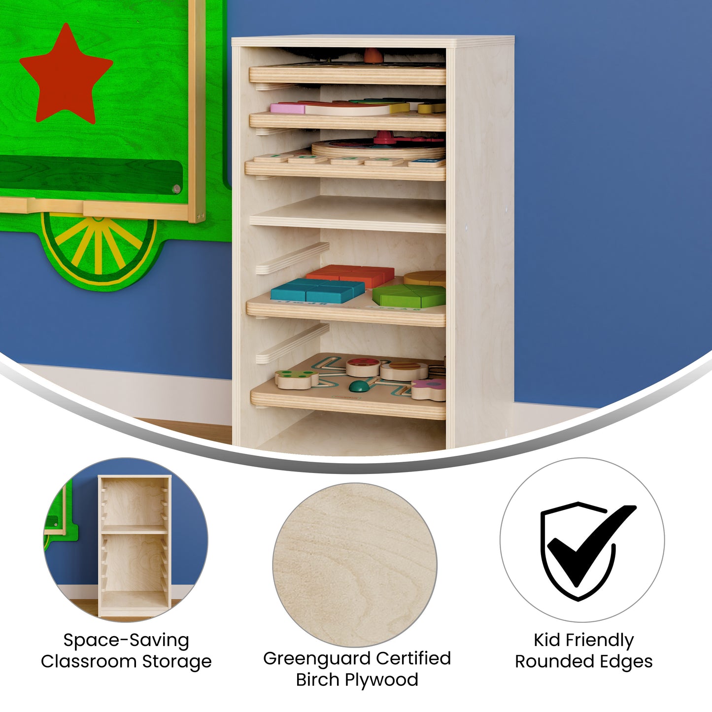 Bright Beginnings Kid Friendly Commercial Deluxe Natural Birch Plywood Puzzle Holder Beech