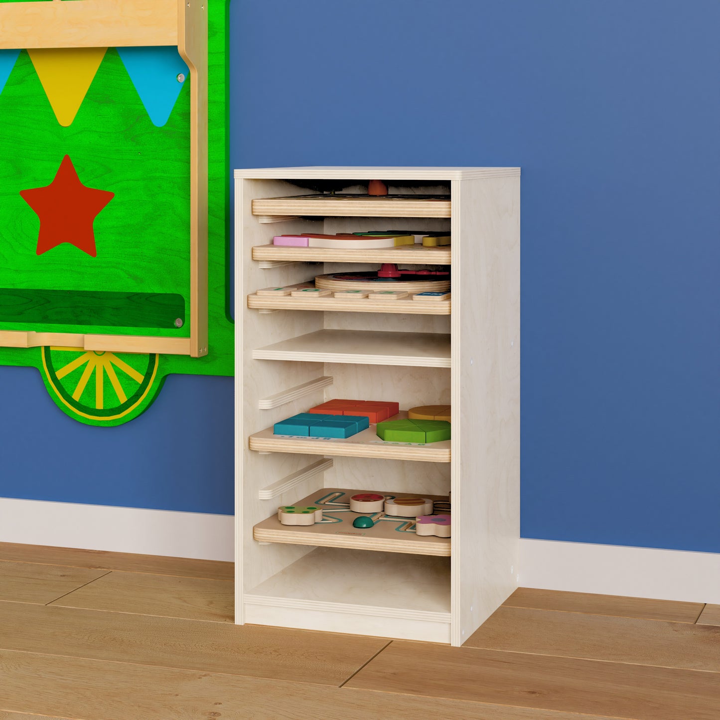 Bright Beginnings Kid Friendly Commercial Deluxe Natural Birch Plywood Puzzle Holder Beech