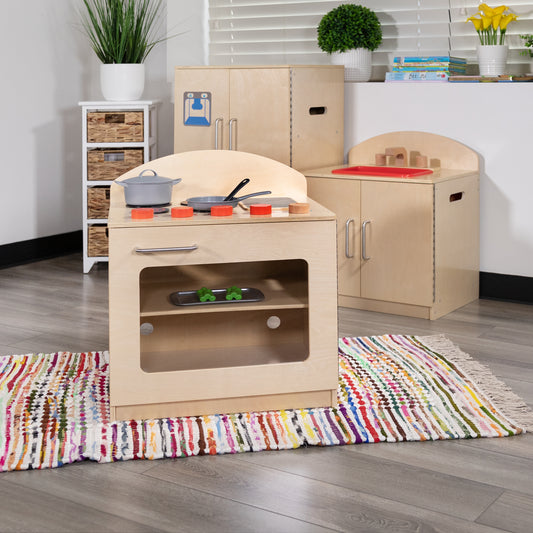 Hercules Children's Wooden Kitchen Stove for Commercial or Home Use - Safe, Kid Friendly Design Natural