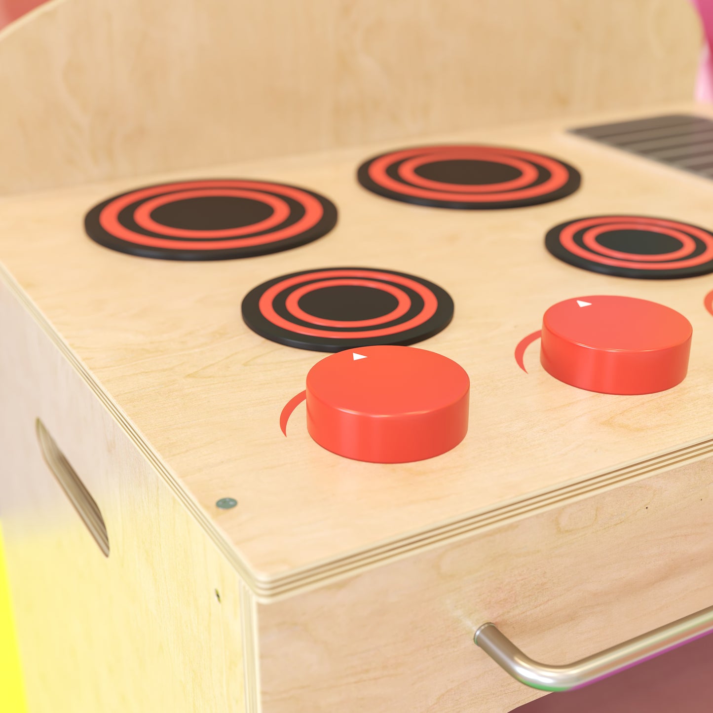 Hercules Children's Wooden Kitchen Stove for Commercial or Home Use - Safe, Kid Friendly Design Natural