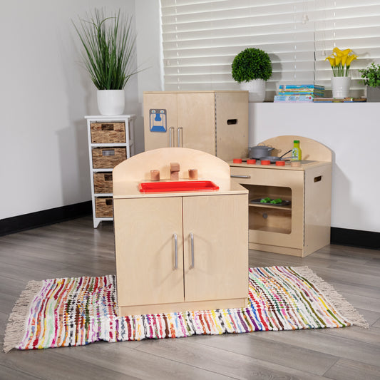 Hercules Children's Wooden Kitchen Sink for Commercial or Home Use - Safe, Kid Friendly Design Natural