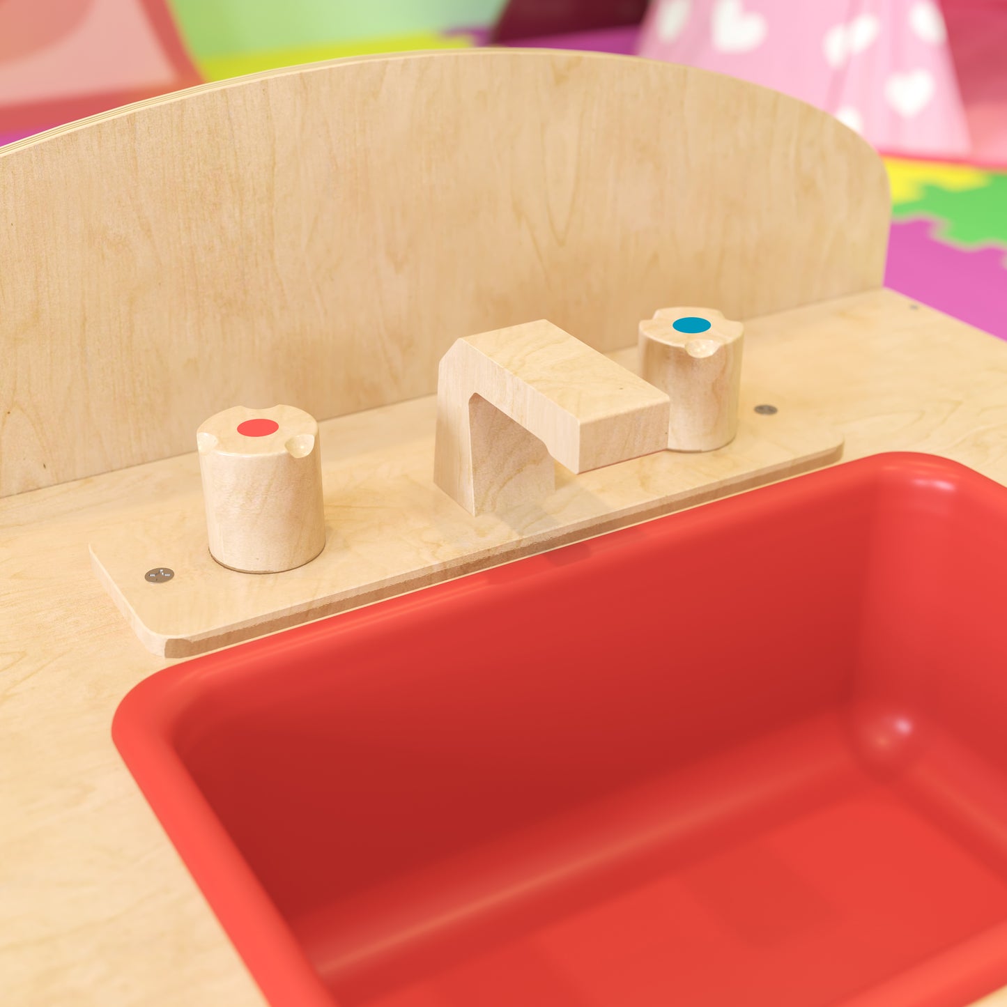 Hercules Children's Wooden Kitchen Sink for Commercial or Home Use - Safe, Kid Friendly Design Natural
