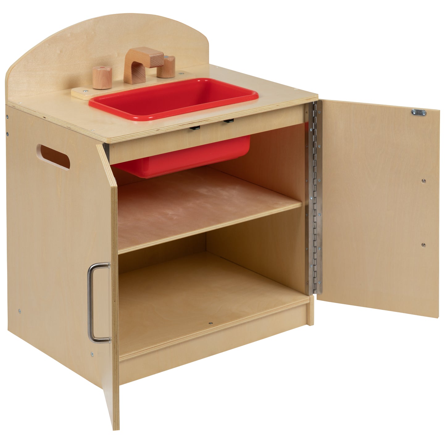 Hercules Children's Wooden Kitchen Sink for Commercial or Home Use - Safe, Kid Friendly Design Natural
