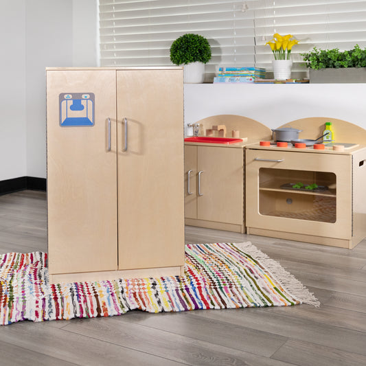 Hercules Children's Wooden Kitchen Refrigerator for Commercial or Home Use - Safe, Kid Friendly Design Natural