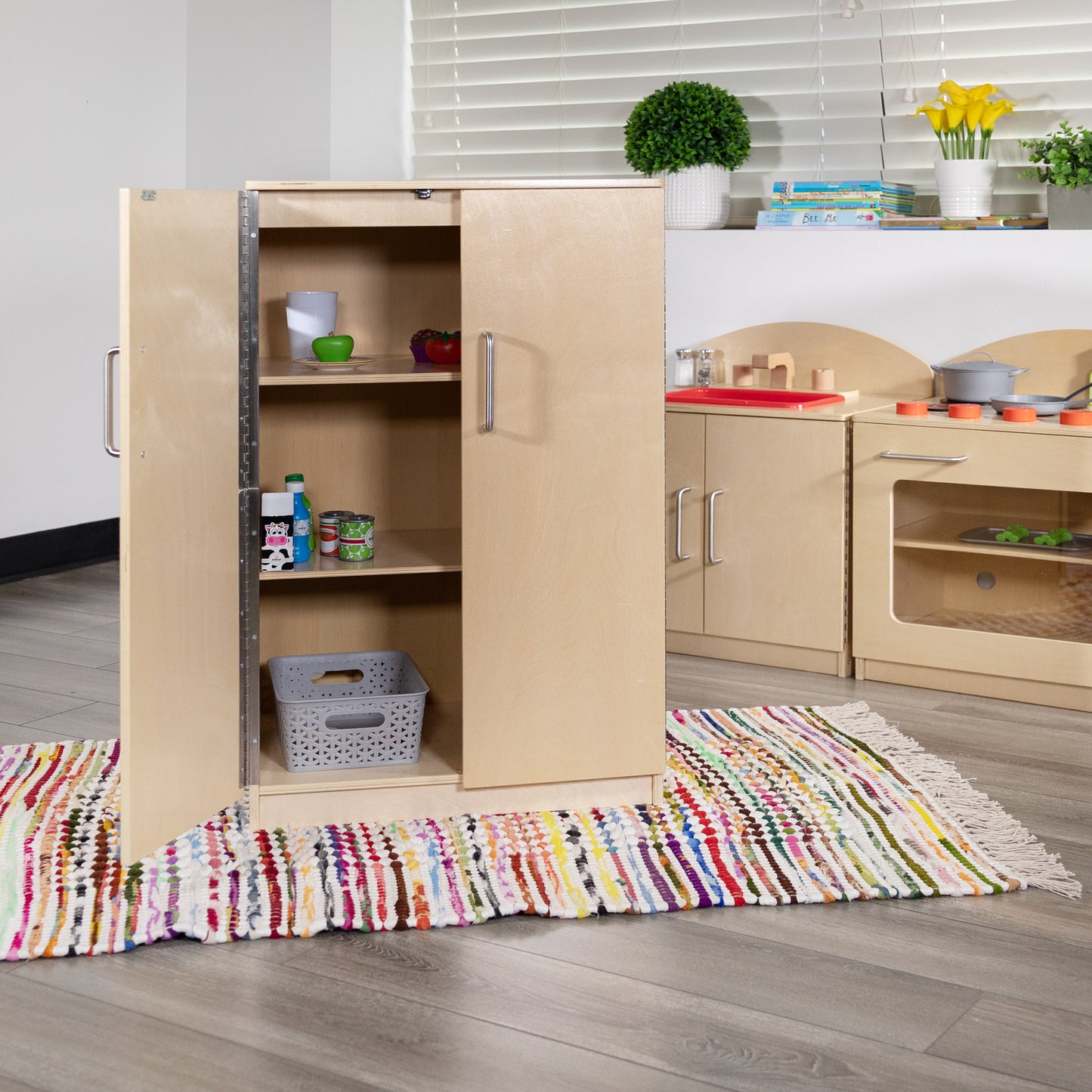 Hercules Children's Wooden Kitchen Refrigerator for Commercial or Home Use - Safe, Kid Friendly Design Natural