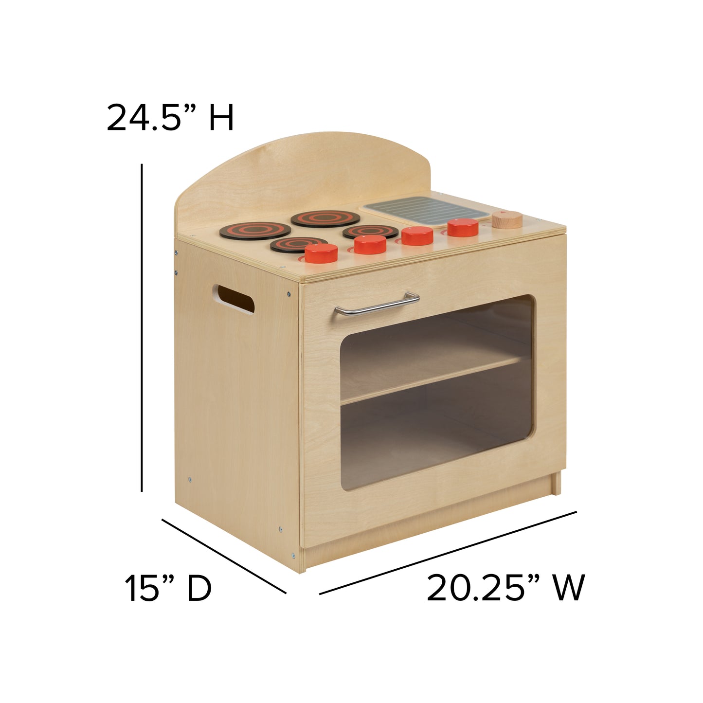 Hercules Children's Wooden Kitchen Set - Stove, Sink and Refrigerator for Commercial or Home Use - Safe, Kid Friendly Design Natural