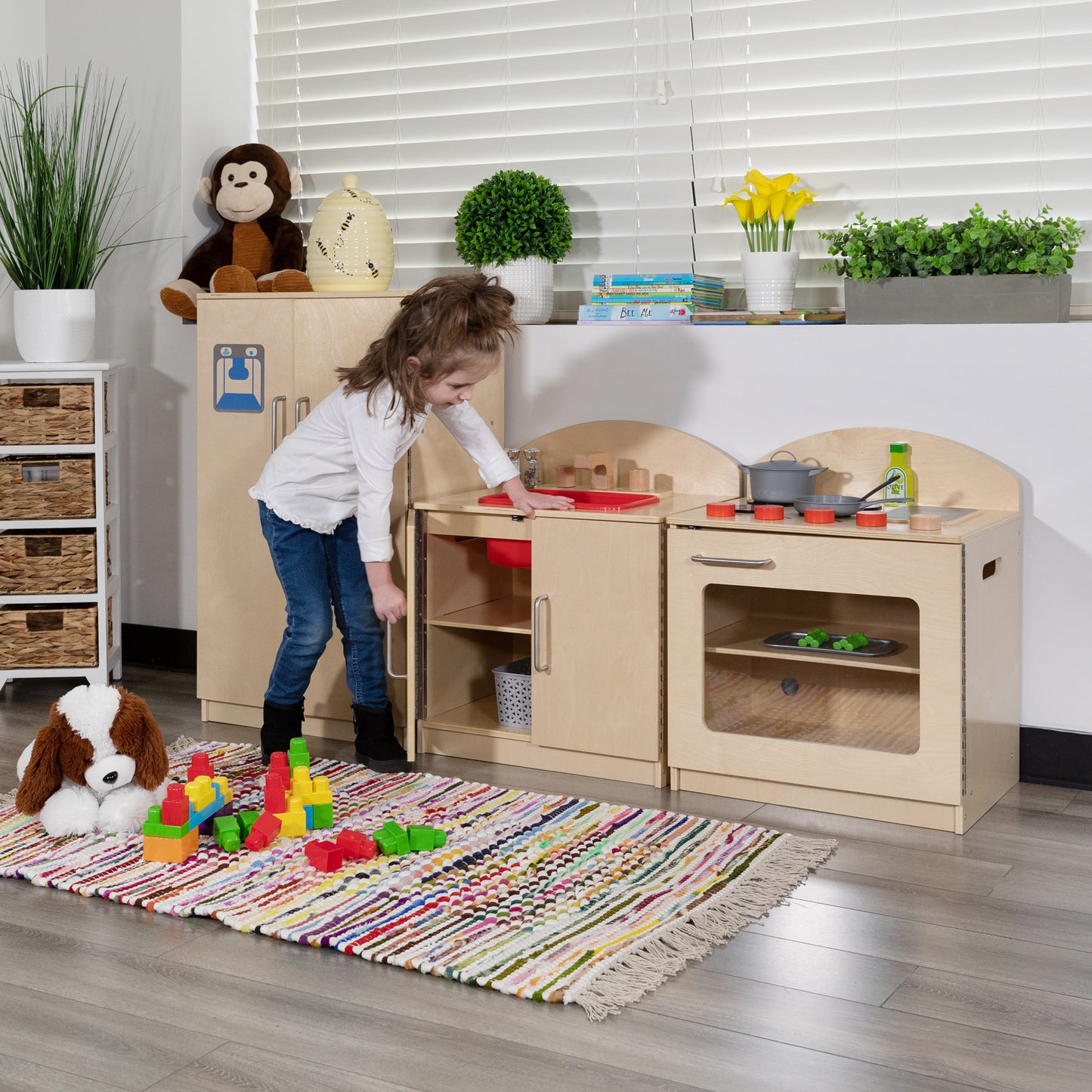 Hercules Children's Wooden Kitchen Set - Stove, Sink and Refrigerator for Commercial or Home Use - Safe, Kid Friendly Design Natural