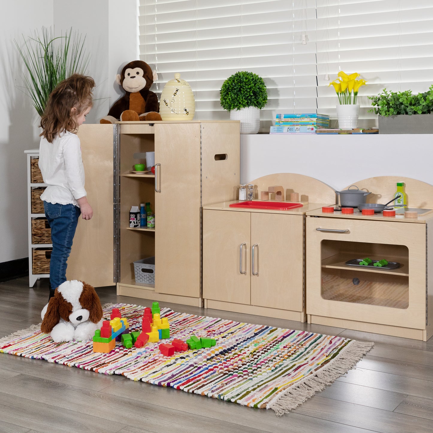 Hercules Children's Wooden Kitchen Set - Stove, Sink and Refrigerator for Commercial or Home Use - Safe, Kid Friendly Design Natural
