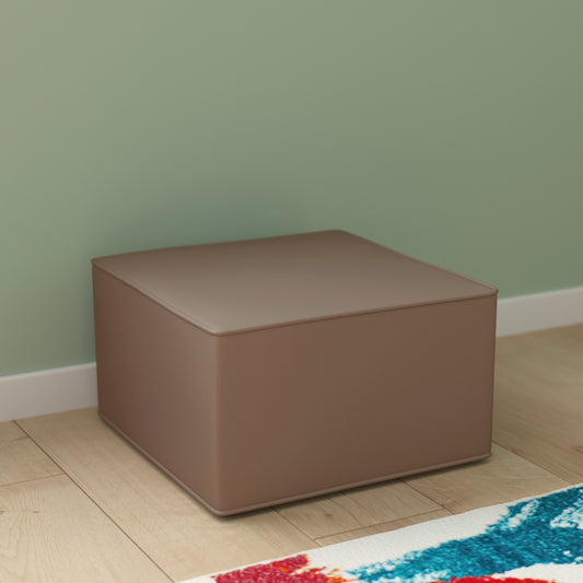 Bright Beginnings Commercial Grade Modular Classroom Soft Seating, 1 Seater Chair/Ottoman, Neutral Vinyl Neutral
