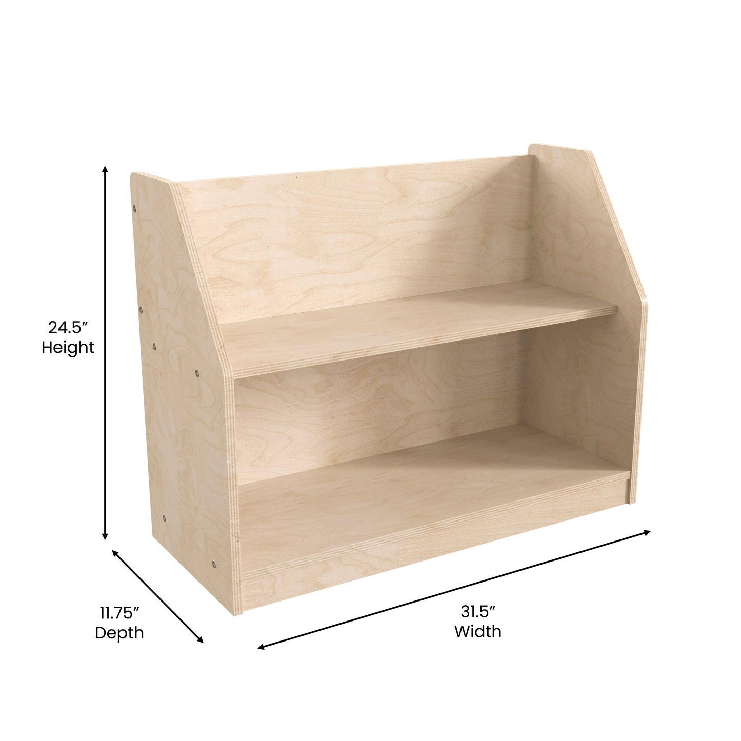 Bright Beginnings Commercial Grade Modular 2 Shelf Wooden Classroom Display Shelf, Natural Beech