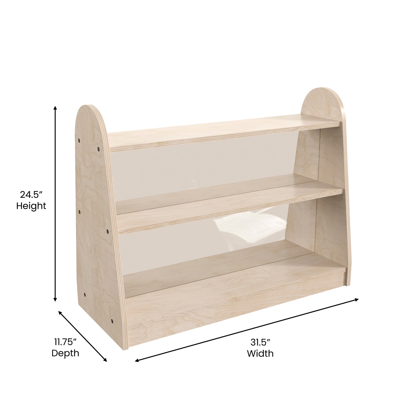 Bright Beginnings Commercial Grade 3 Shelf Double Sided Wooden Classroom Storage Unit with Clear Plastic Divider, Safe, Kid Friendly Design, Natural Beech