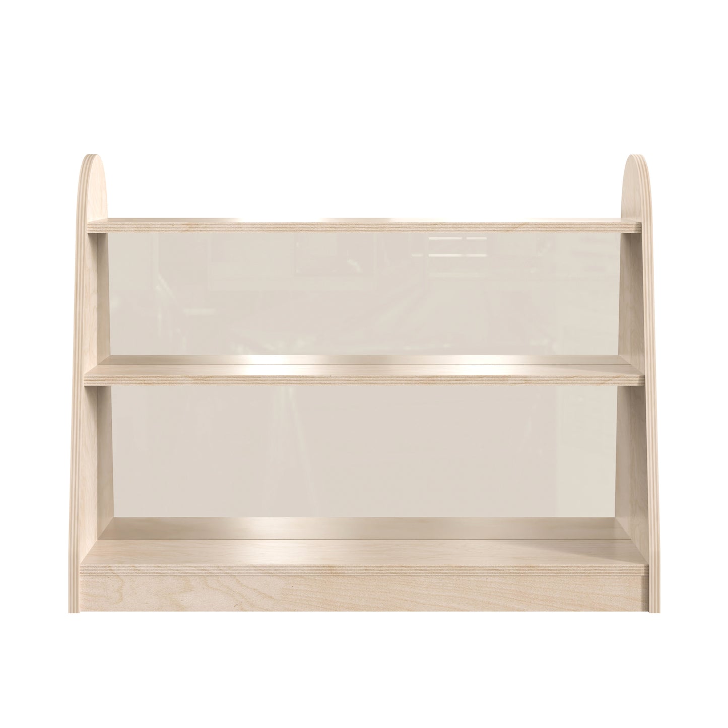 Bright Beginnings Commercial Grade 3 Shelf Double Sided Wooden Classroom Storage Unit with Clear Plastic Divider, Safe, Kid Friendly Design, Natural Beech