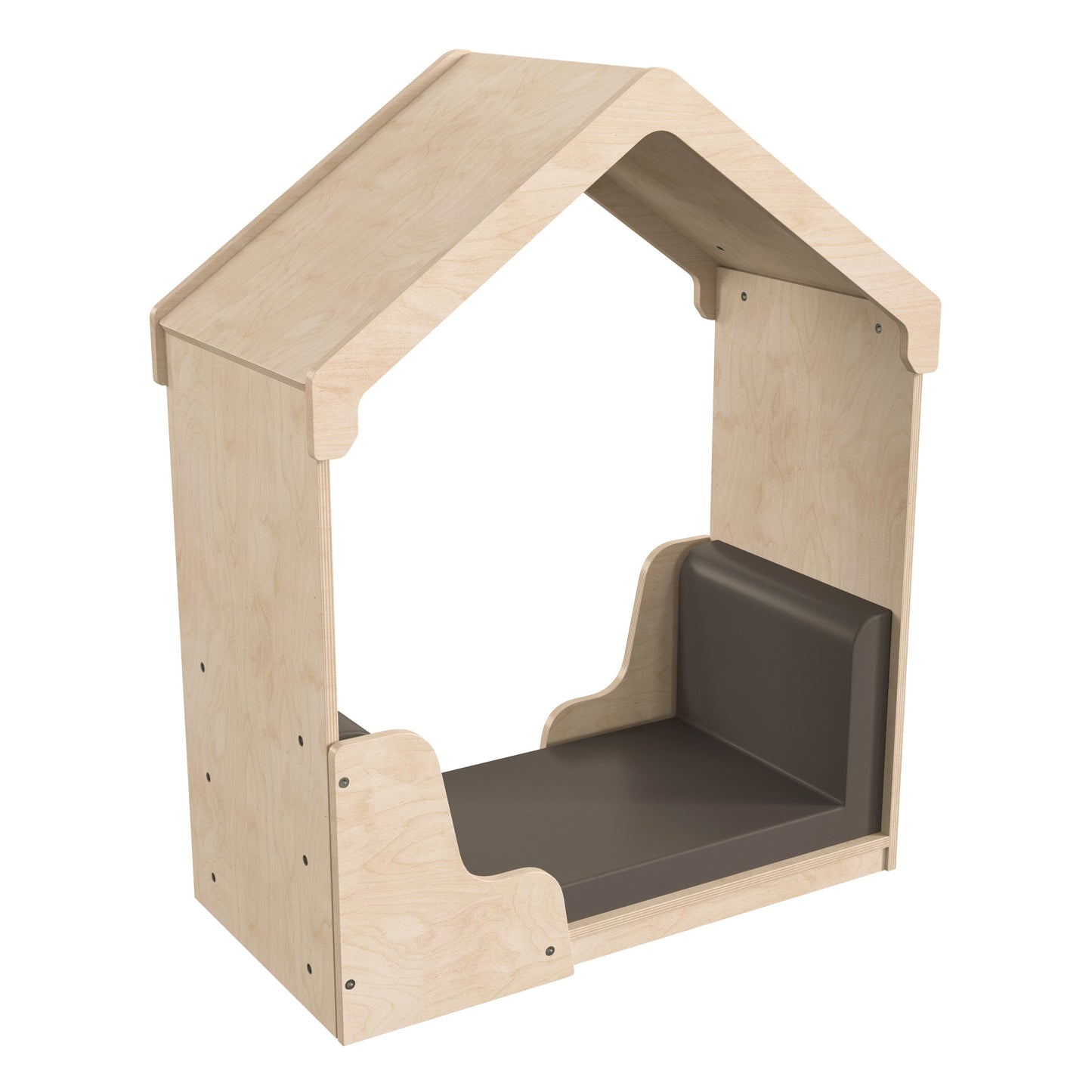 Bright Beginnings Commercial Grade Green Guard Certified Wooden Quiet Corner Reading Nook with Padded Soft Seating Beech