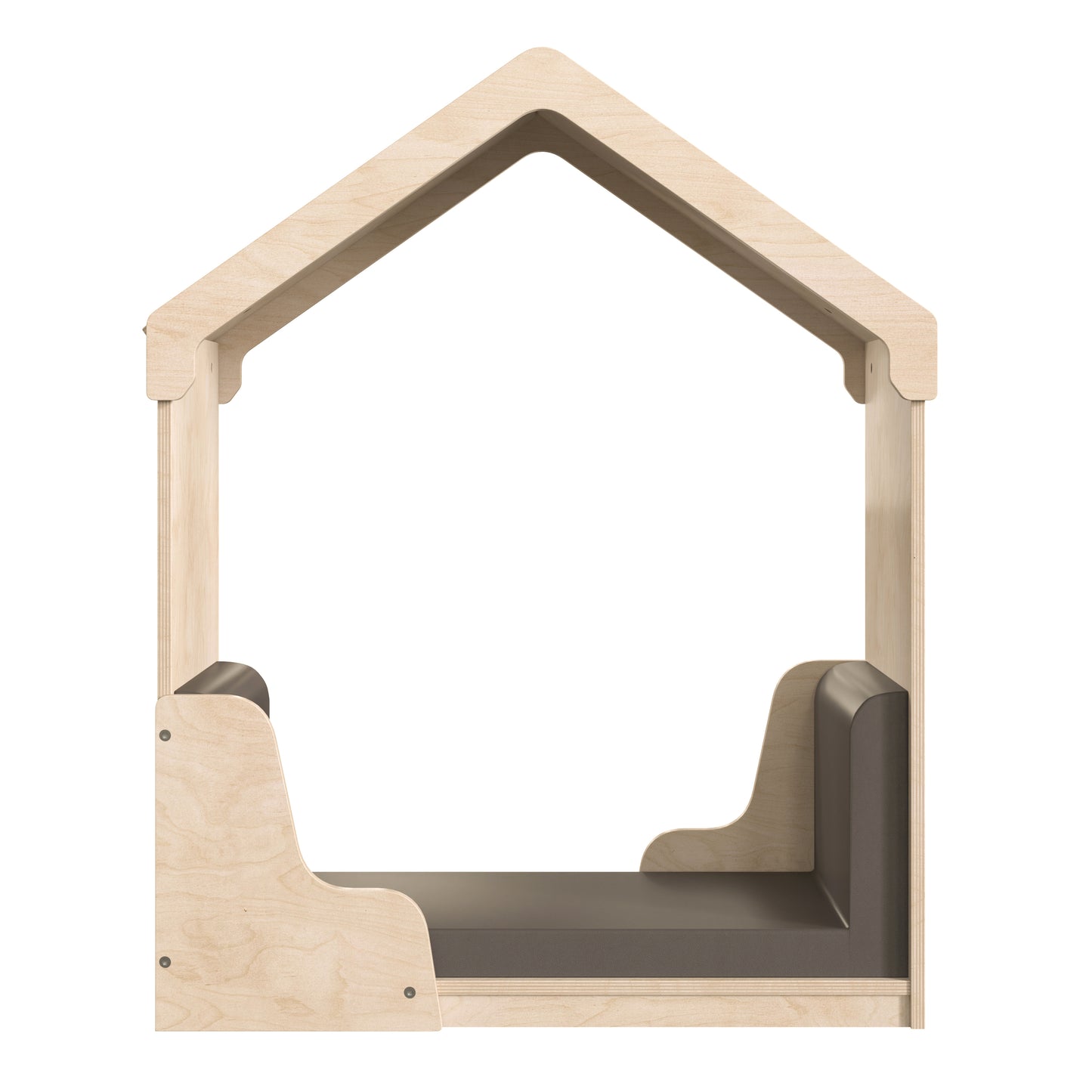 Bright Beginnings Commercial Grade Green Guard Certified Wooden Quiet Corner Reading Nook with Padded Soft Seating Beech
