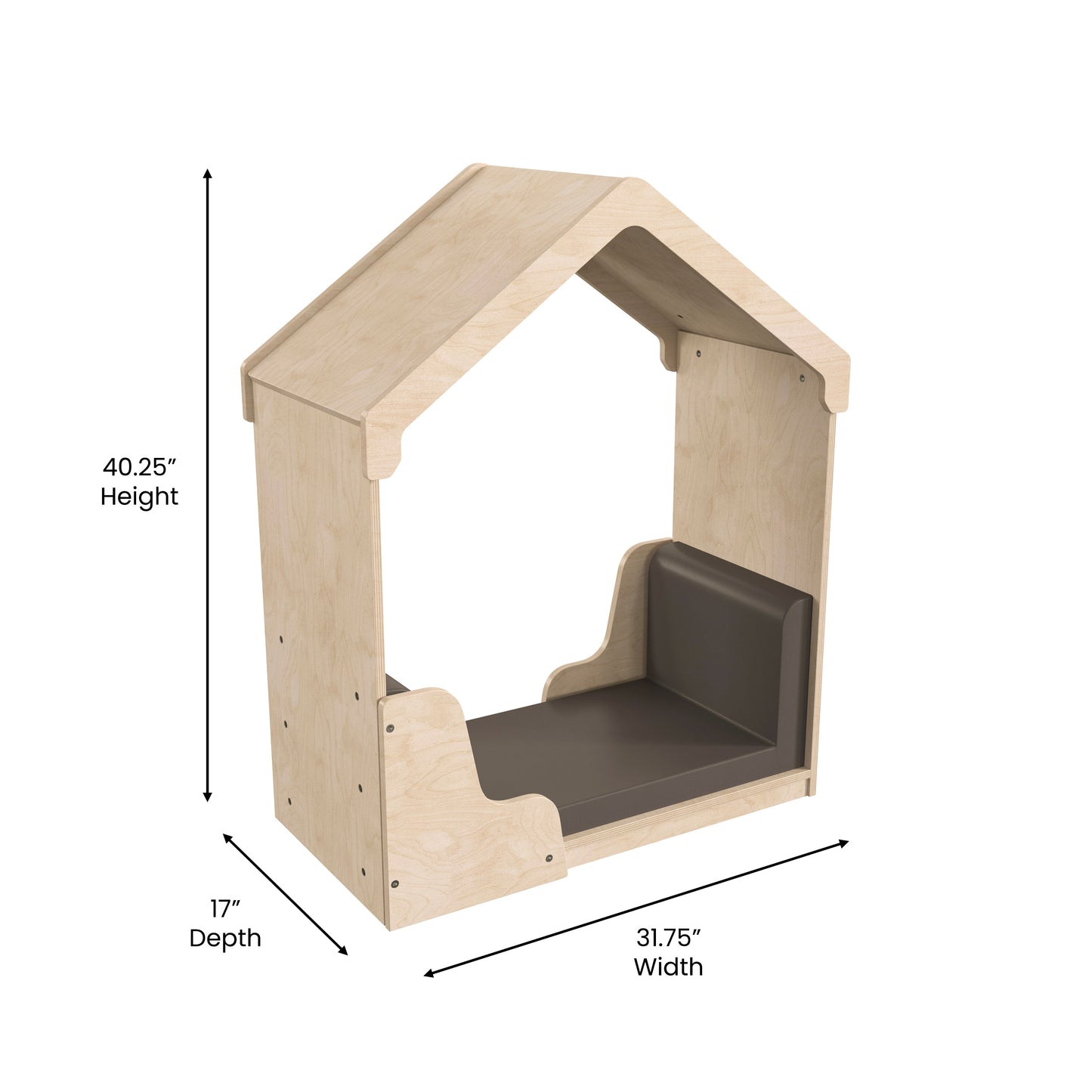 Bright Beginnings Commercial Grade Green Guard Certified Wooden Quiet Corner Reading Nook with Padded Soft Seating Beech