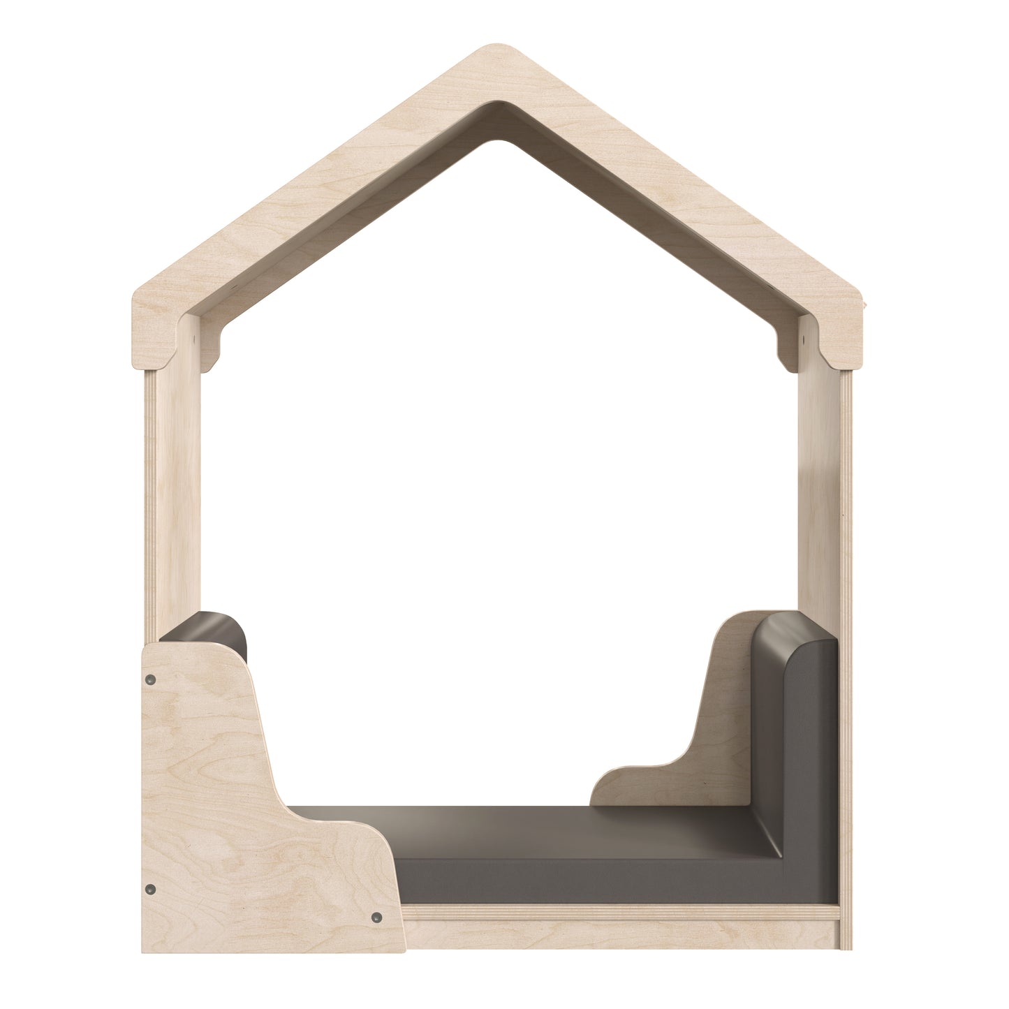 Bright Beginnings Commercial Grade Green Guard Certified Wooden Quiet Corner Reading Nook with Padded Soft Seating Beech