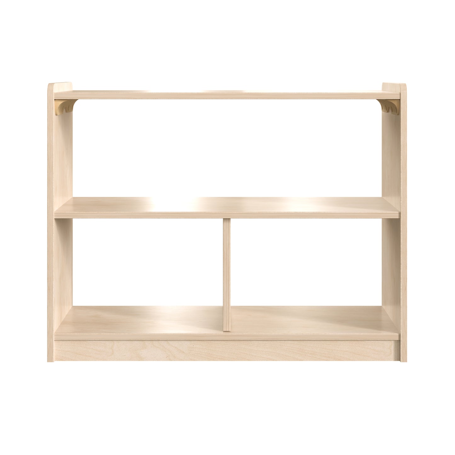 Bright Beginnings Commercial Grade 3 Section Modular Wooden Classroom Open Storage Unit, Safe, Kid Friendly Design, Natural Beech