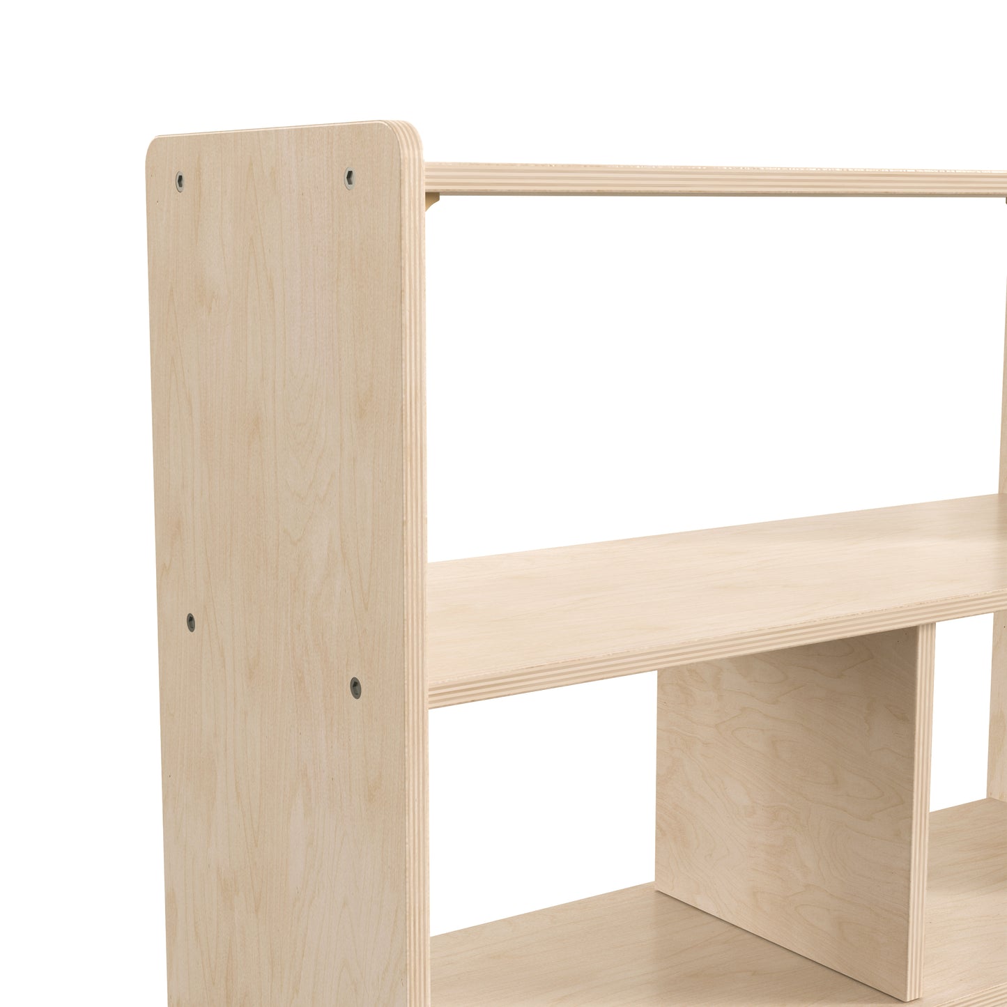 Bright Beginnings Commercial Grade 3 Section Modular Wooden Classroom Open Storage Unit, Safe, Kid Friendly Design, Natural Beech