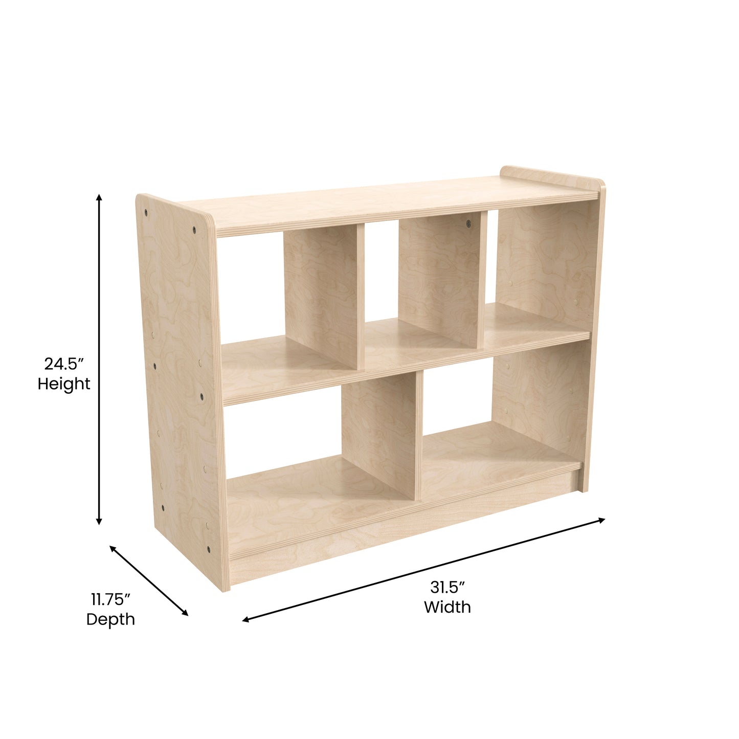 Bright Beginnings Commercial Grade 5 Section Modular Wooden Classroom Open Storage Unit, Safe, Kid Friendly Design, Natural Beech