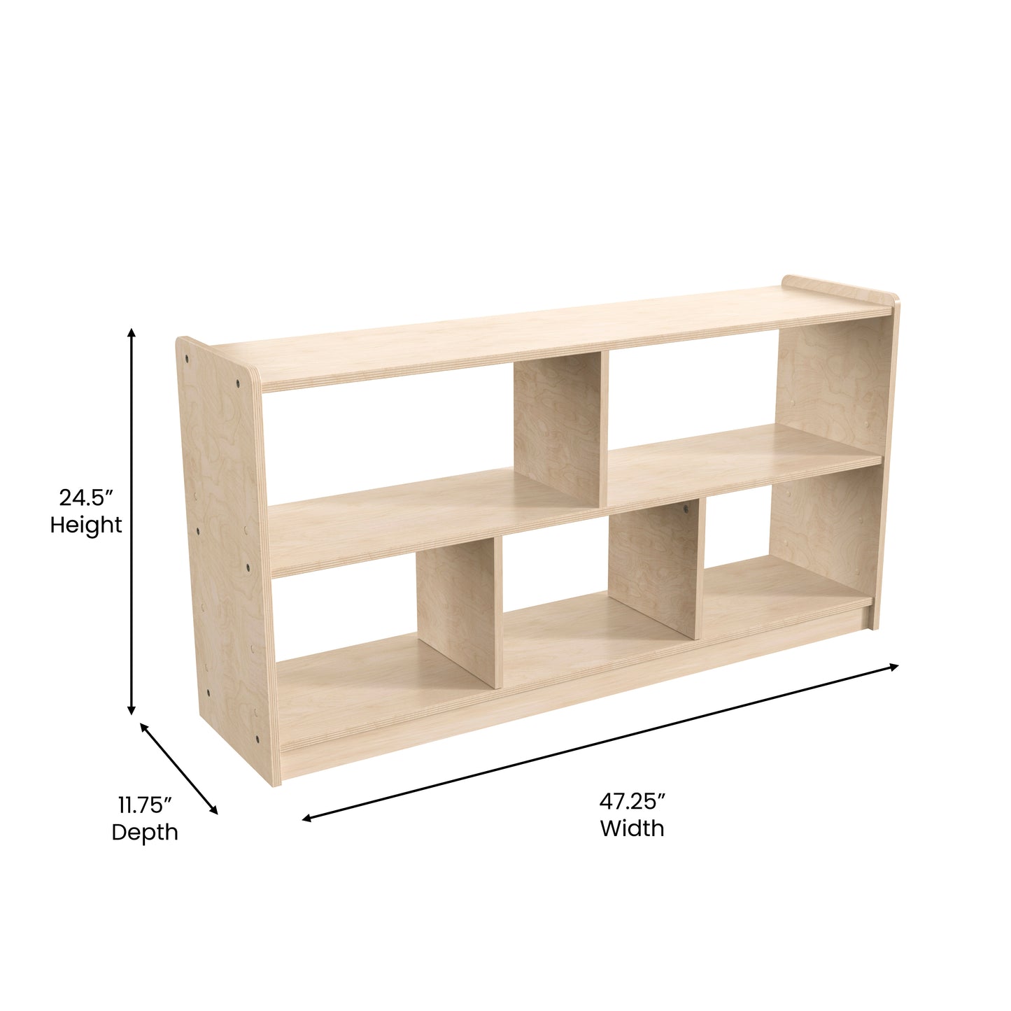 Bright Beginnings Commercial Grade Extra Wide 5 Section Modular Wooden Classroom Open Storage Unit, Safe, Kid Friendly Design, Natural Beech MK-KE23957-GG