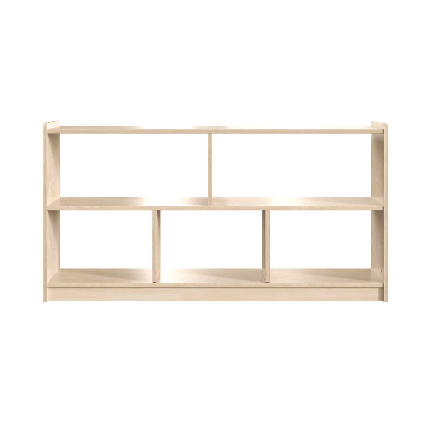 Bright Beginnings Commercial Grade Extra Wide 5 Section Modular Wooden Classroom Open Storage Unit, Safe, Kid Friendly Design, Natural Beech MK-KE23957-GG
