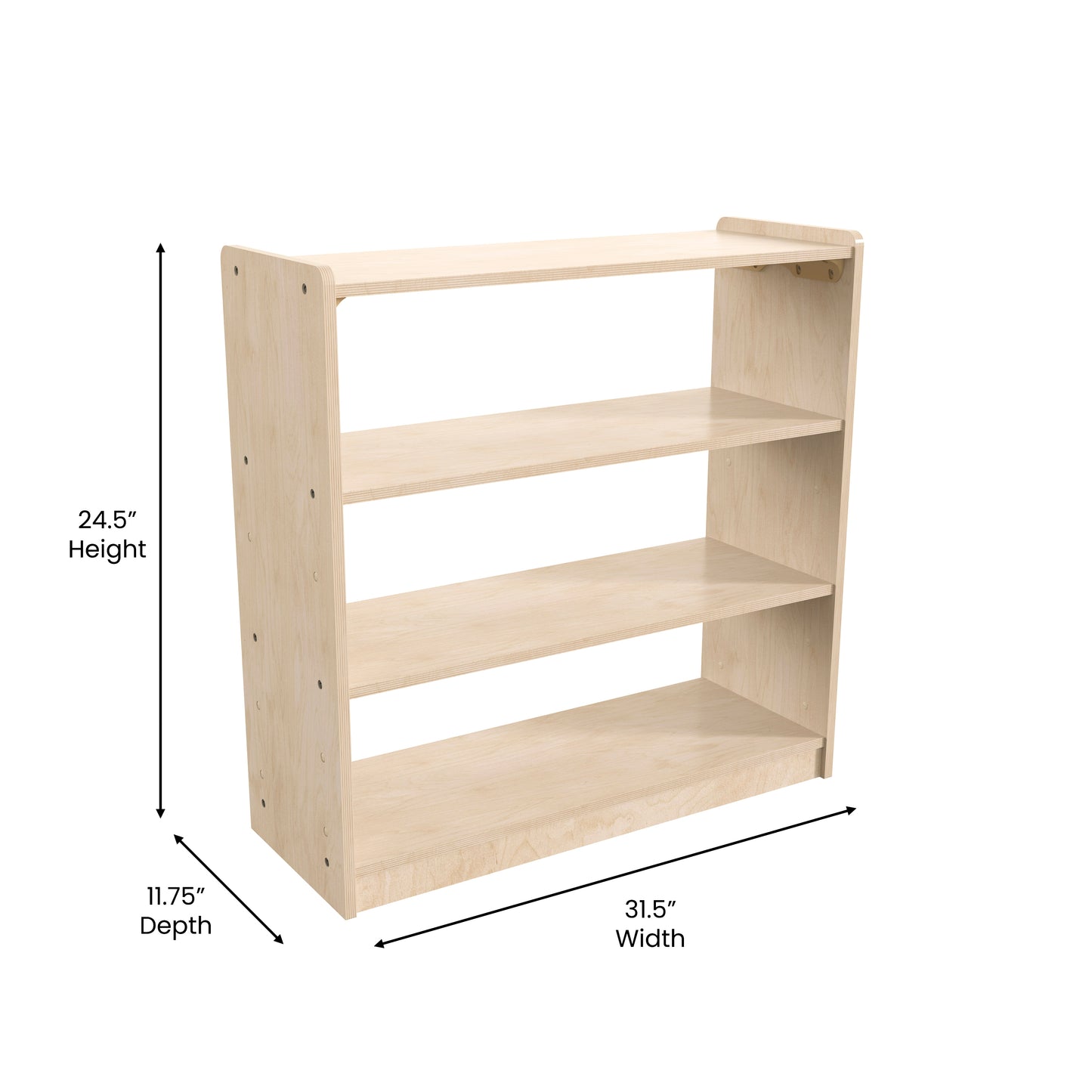 Bright Beginnings Commercial Grade 3 Shelf Wooden Classroom Open Storage Unit, Safe, Kid Friendly Design, Natural Beech