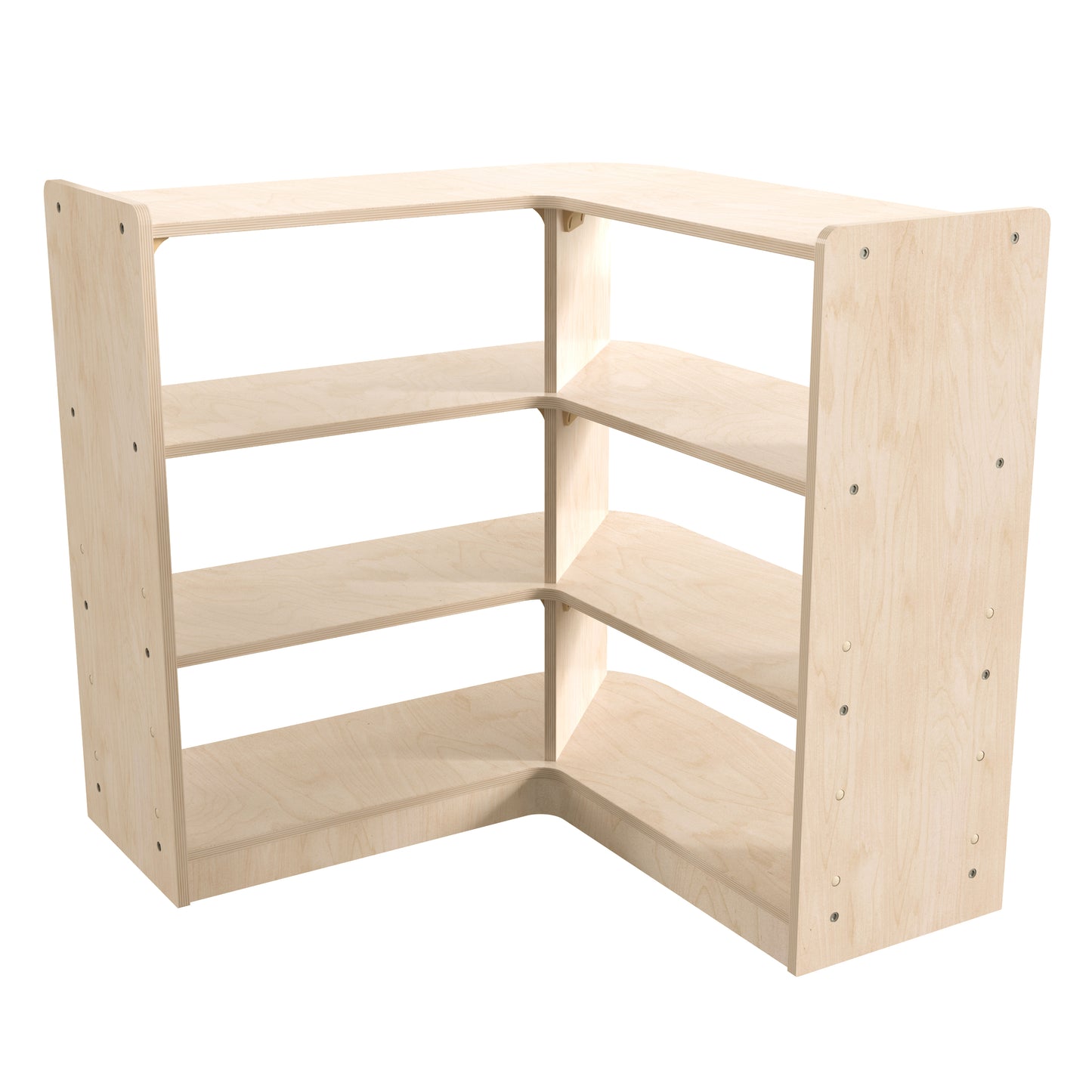 Bright Beginnings Commercial Grade 3 Tier Wooden Classroom Open Corner Storage Unit, Safe, Kid Friendly Design, Natural Beech