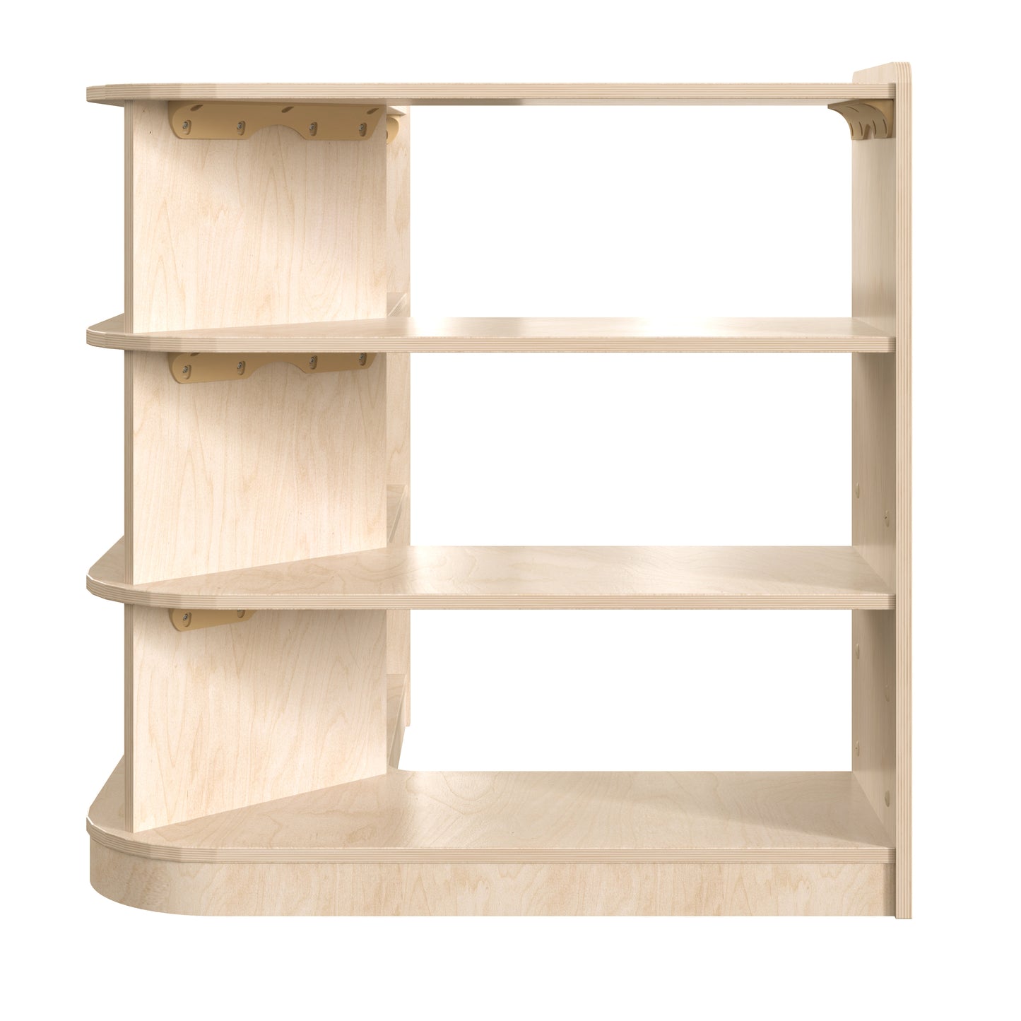 Bright Beginnings Commercial Grade 3 Tier Wooden Classroom Open Corner Storage Unit, Safe, Kid Friendly Design, Natural Beech