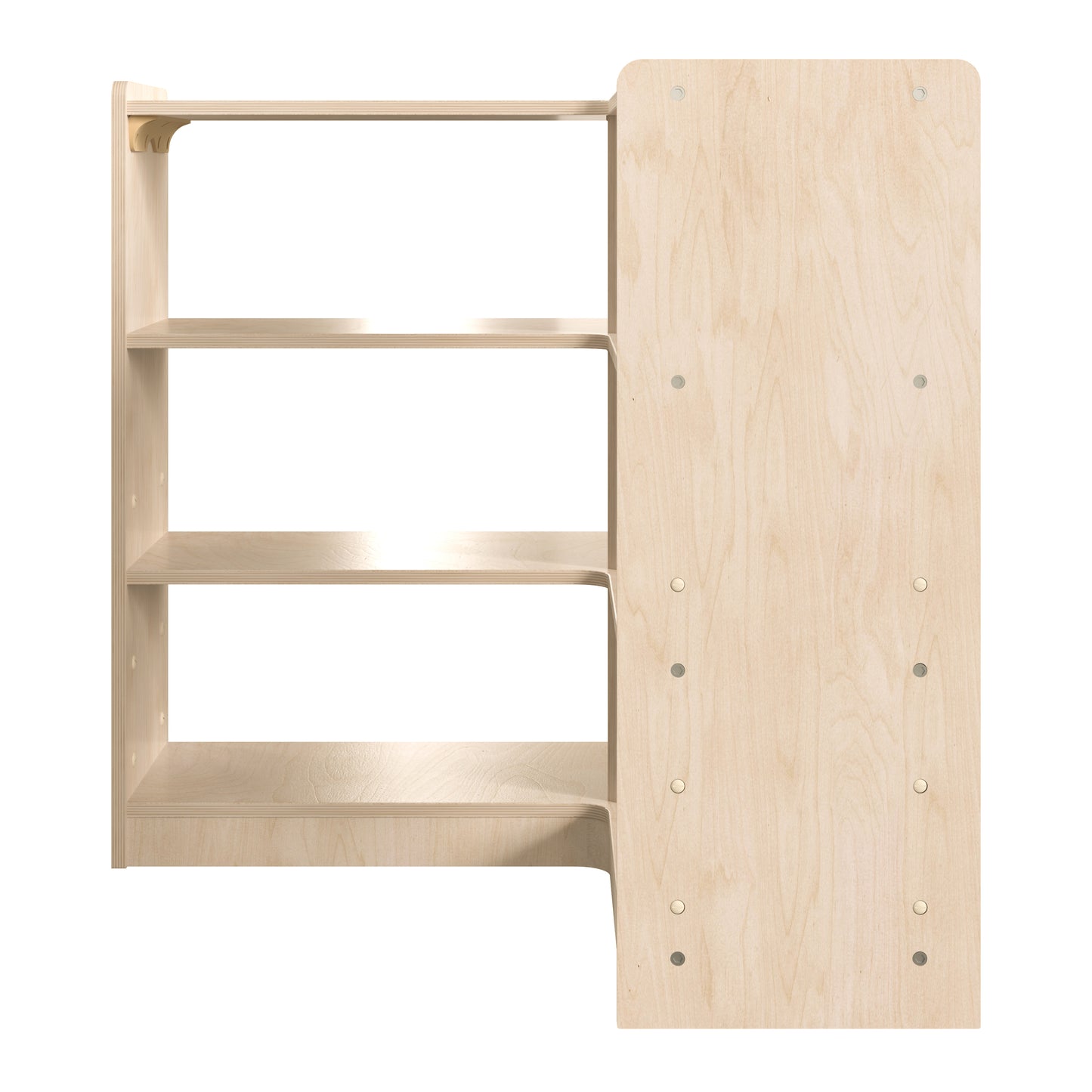 Bright Beginnings Commercial Grade 3 Tier Wooden Classroom Open Corner Storage Unit, Safe, Kid Friendly Design, Natural Beech