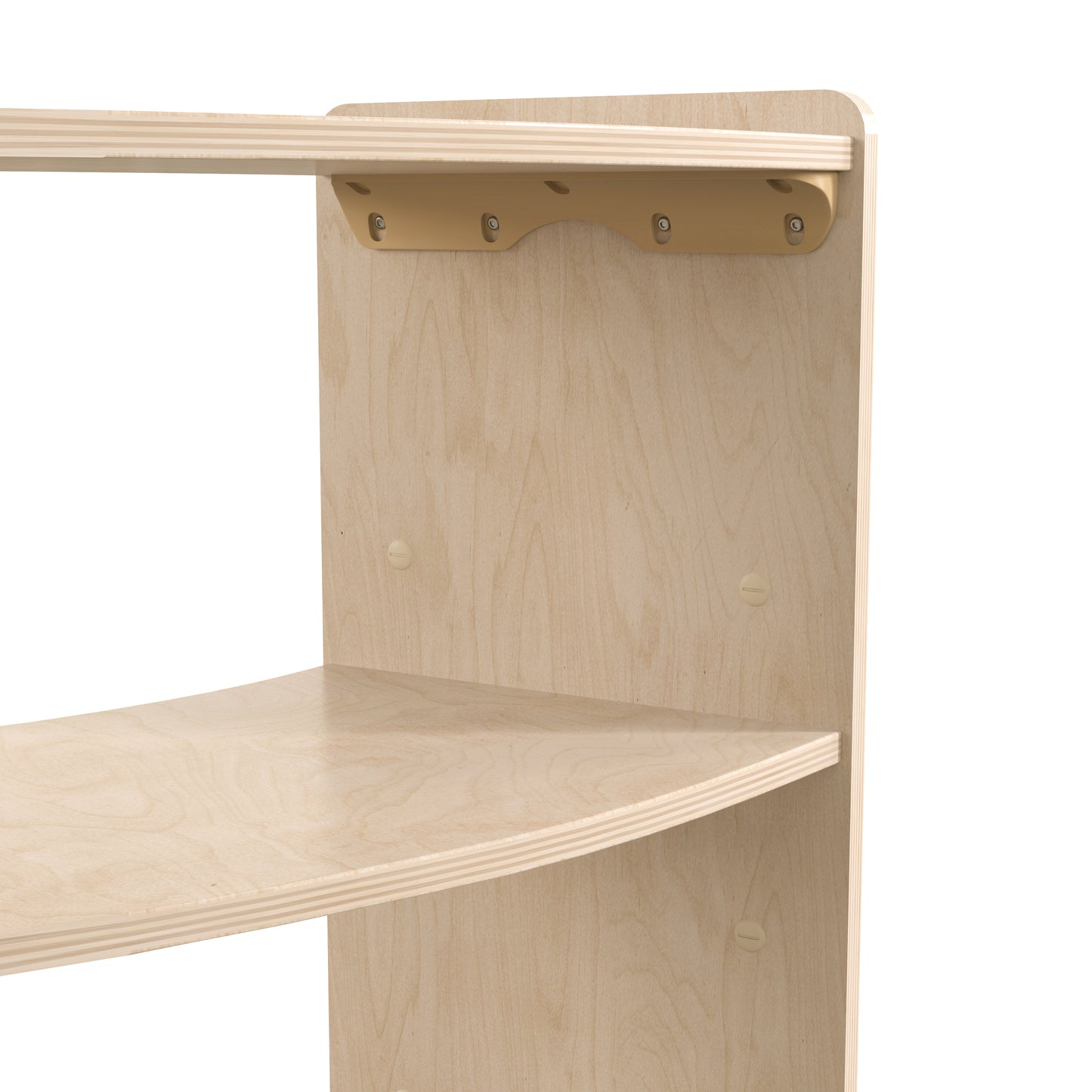 Bright Beginnings Commercial Grade Bow Front 2 Tier Wooden Classroom Open Corner Storage Unit, Safe, Kid Friendly Design, Natural Beech