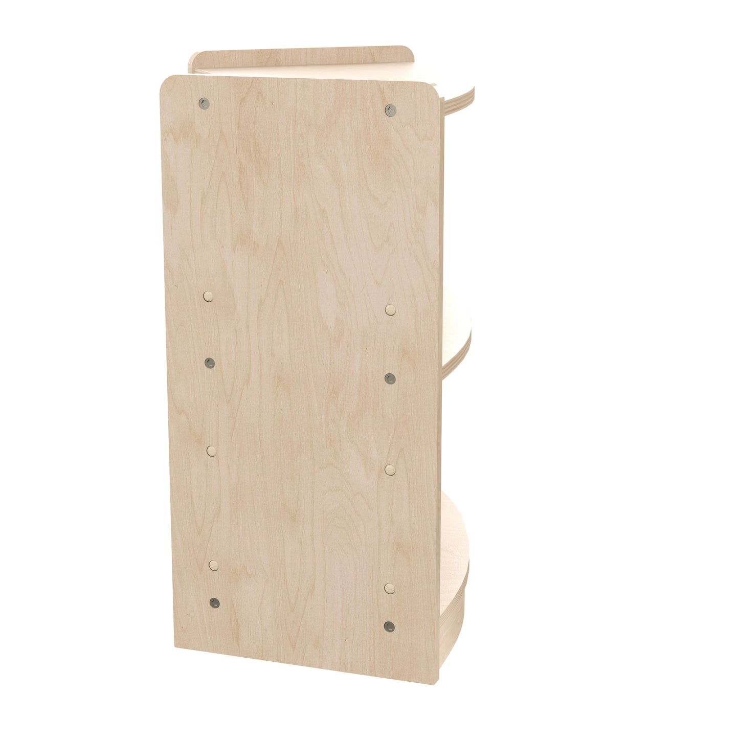 Bright Beginnings Commercial Grade Bow Front 2 Tier Wooden Classroom Open Corner Storage Unit, Safe, Kid Friendly Design, Natural Beech