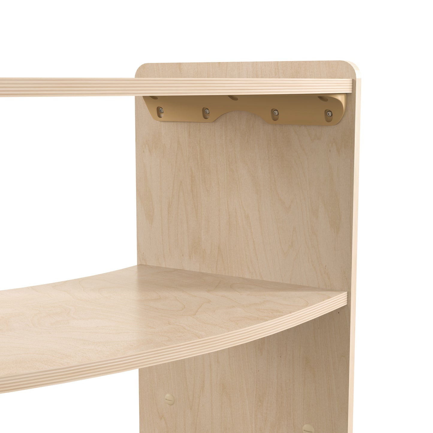 Bright Beginnings Commercial Grade Bow Front 3 Tier Wooden Classroom Open Corner Storage Unit, Safe, Kid Friendly Design, Natural Beech MK-KE24077-GG