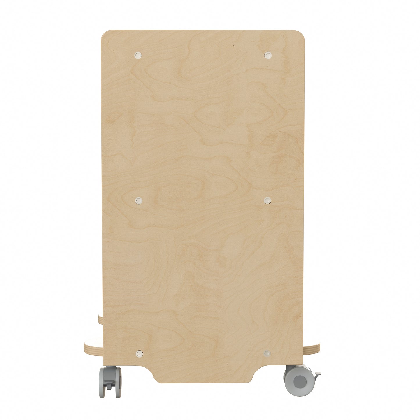 Bright Beginnings Commercial Wooden Mobile Storage Cart with 3 Storage Tiers and Locking Caster Wheels, Natural Beech