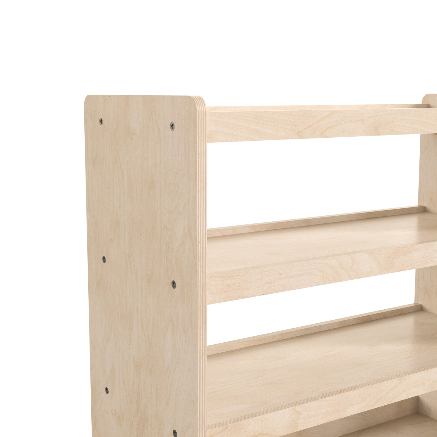 Bright Beginnings Commercial Grade Space Saving 4 Shelf Wooden Mobile Classroom Storage Cart with Locking Caster Wheels, Kid Friendly Design, Natural Beech