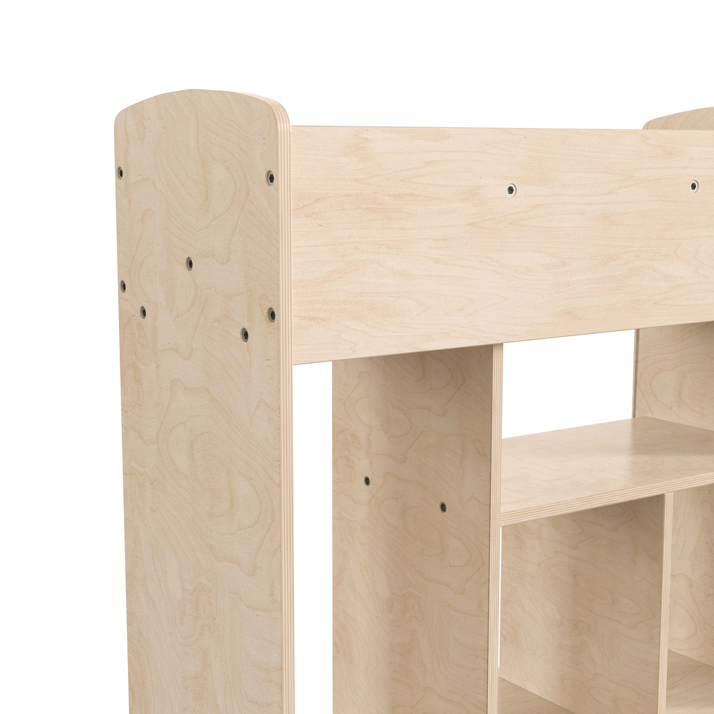 Bright Beginnings Commercial Grade Double Sided Space Saving Wooden Mobile Storage Cart with Locking Caster Wheels & 10 Storage Compartments, Natural Beech
