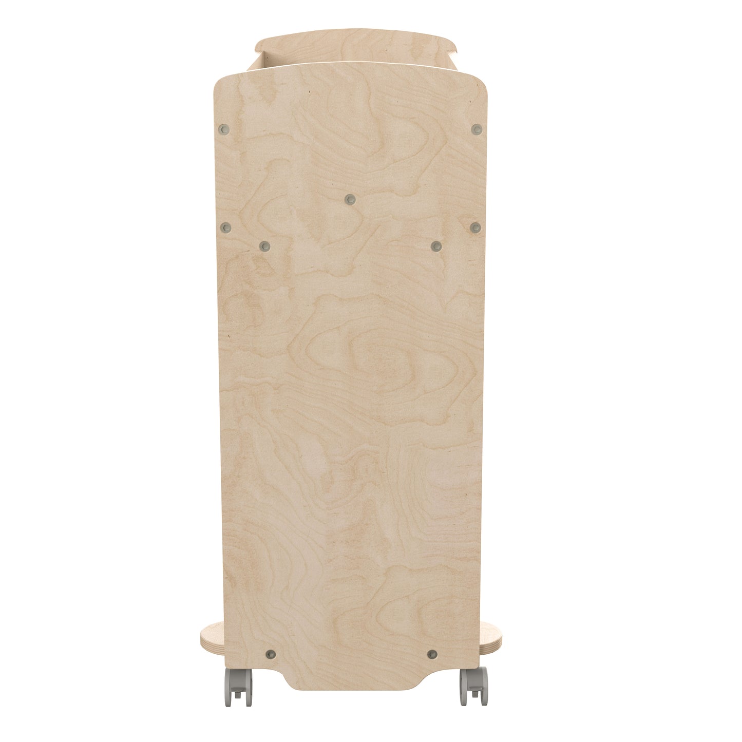 Bright Beginnings Commercial Grade Double Sided Space Saving Wooden Mobile Storage Cart with Locking Caster Wheels & 10 Storage Compartments, Natural Beech