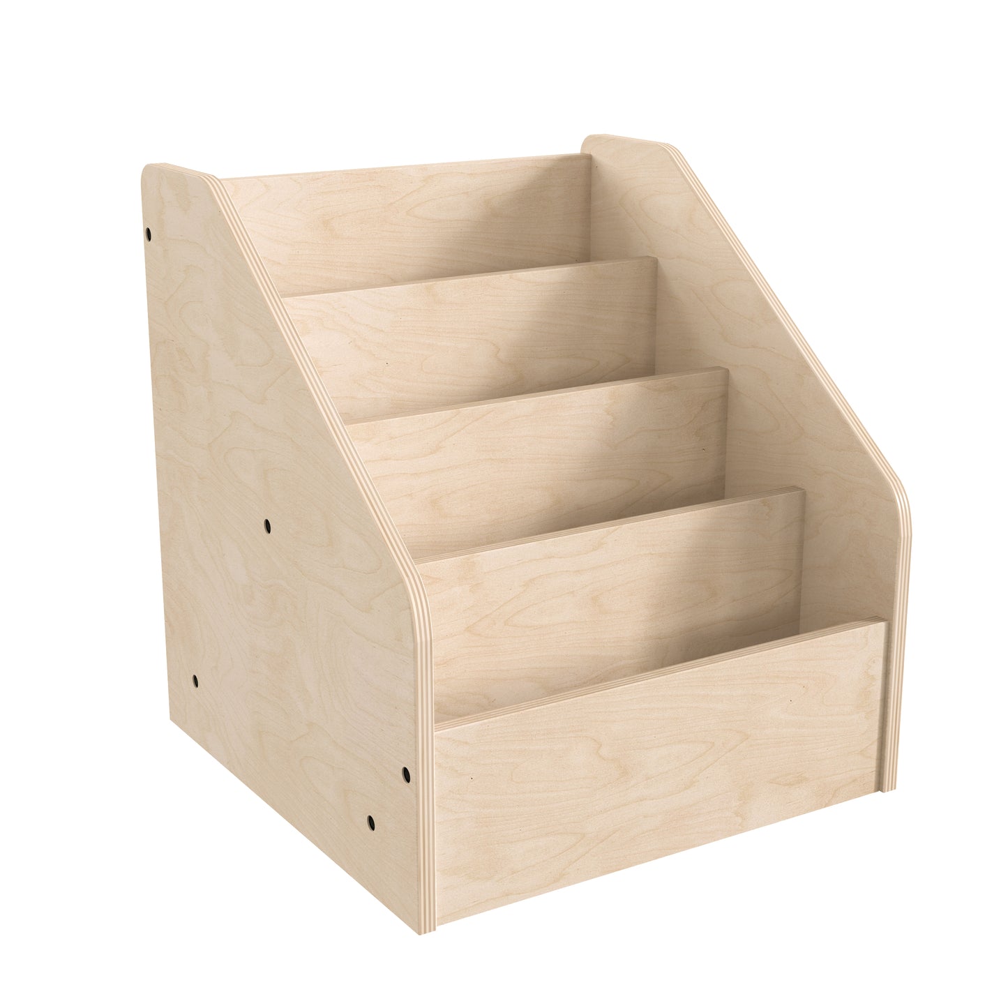 Bright Beginnings Commercial Grade Modular Wooden Classroom 4 Tier Book Display Shelf, Natural Beech