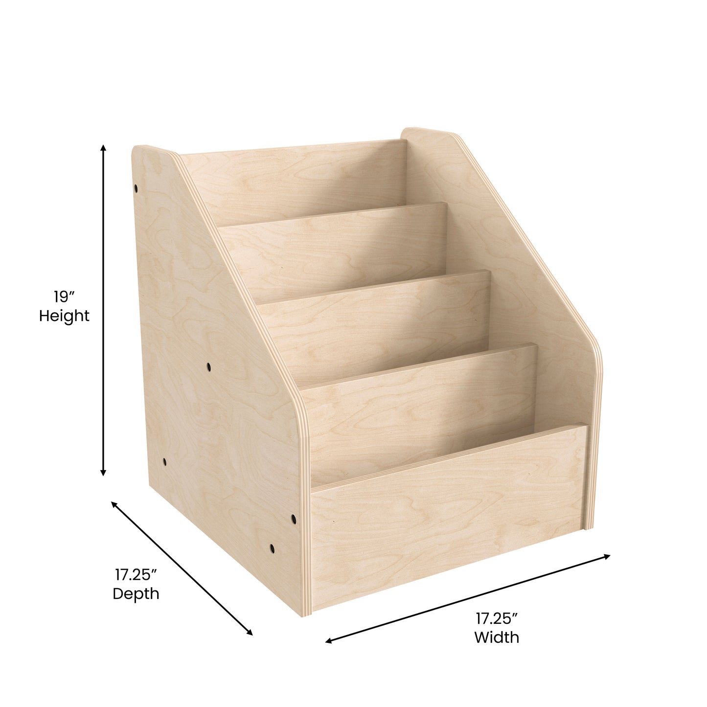 Bright Beginnings Commercial Grade Modular Wooden Classroom 4 Tier Book Display Shelf, Natural Beech