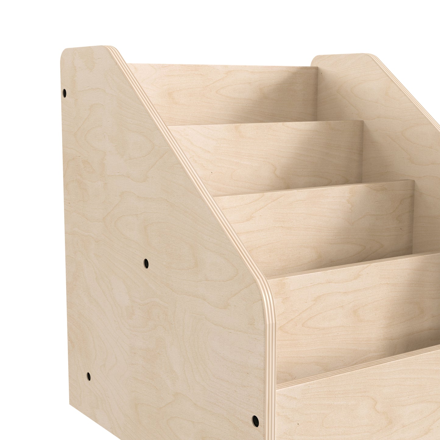 Bright Beginnings Commercial Grade Modular Wooden Classroom 4 Tier Book Display Shelf, Natural Beech