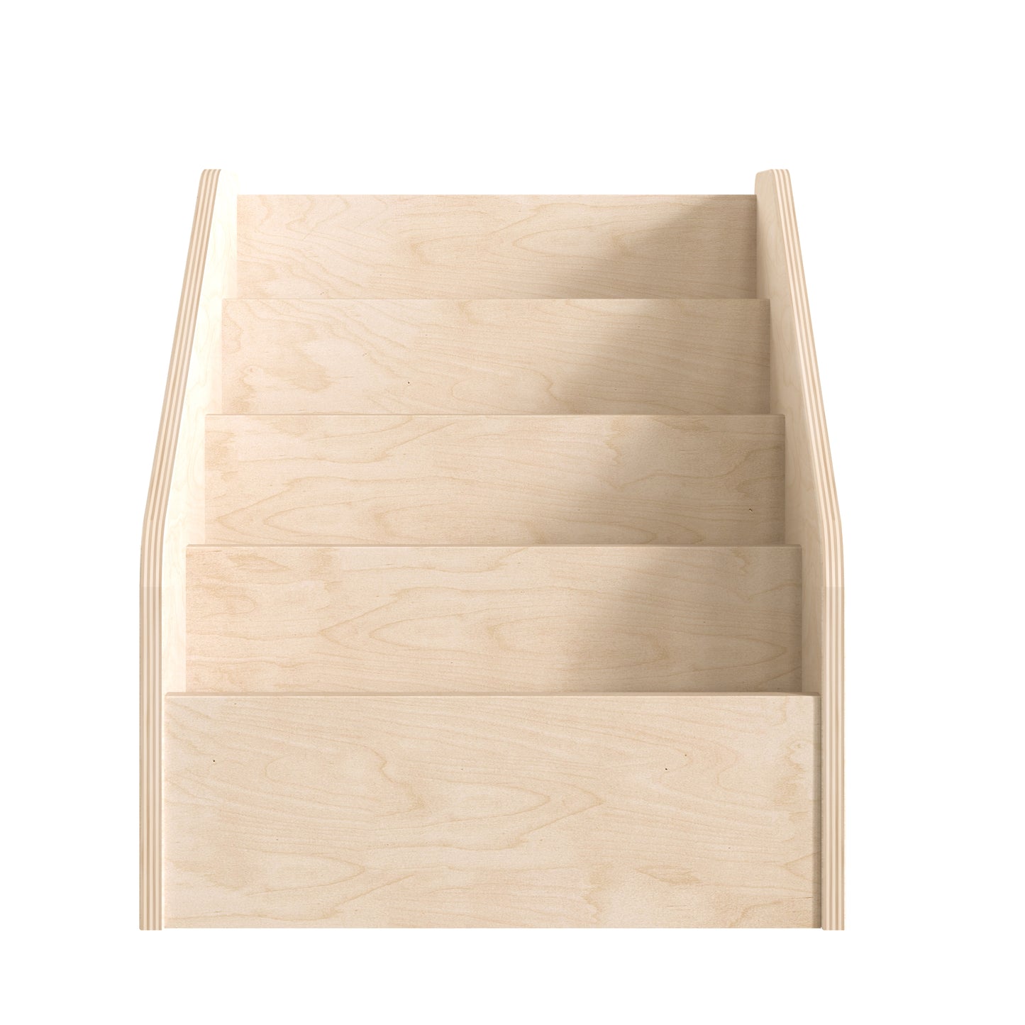 Bright Beginnings Commercial Grade Modular Wooden Classroom 4 Tier Book Display Shelf, Natural Beech