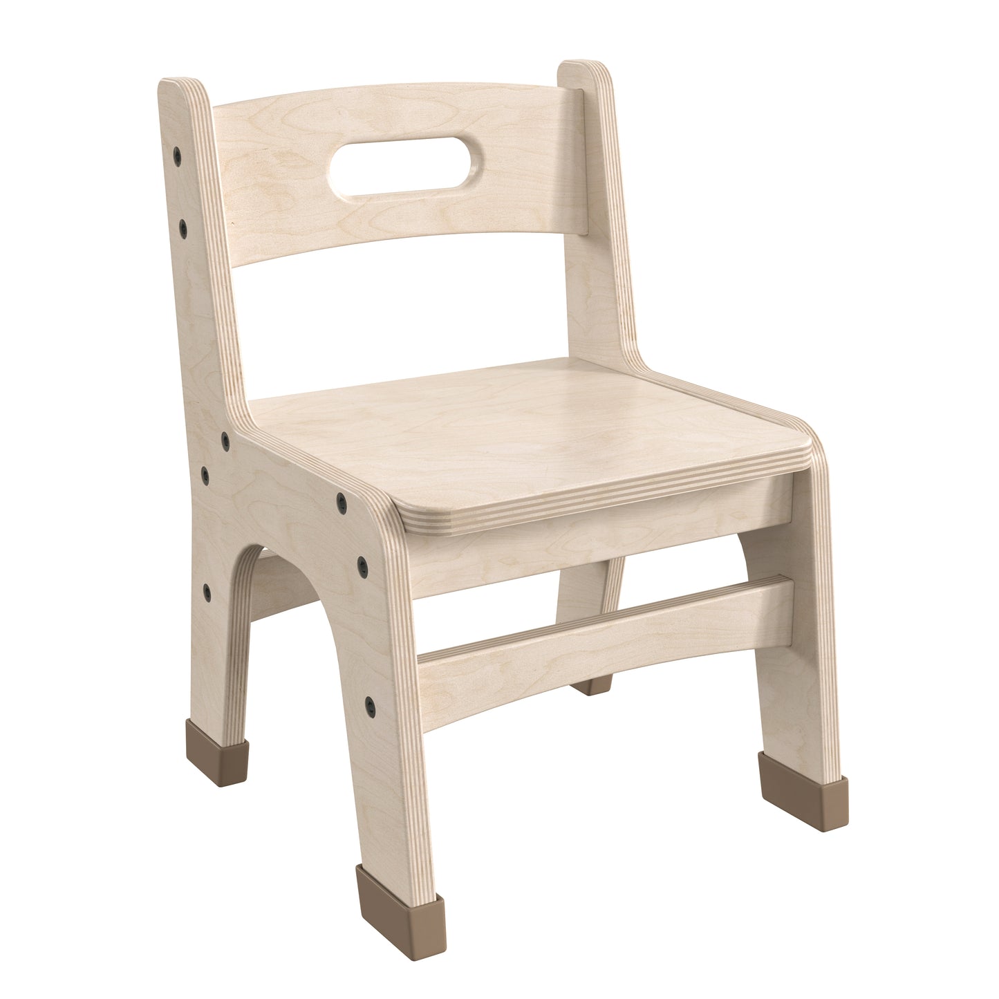 Bright Beginnings Set of 2 Commercial Grade Wooden Classroom Chairs, 9" Seat Height with Non-Slip Foot Caps and Built-In Carrying Handle, Natural Beech