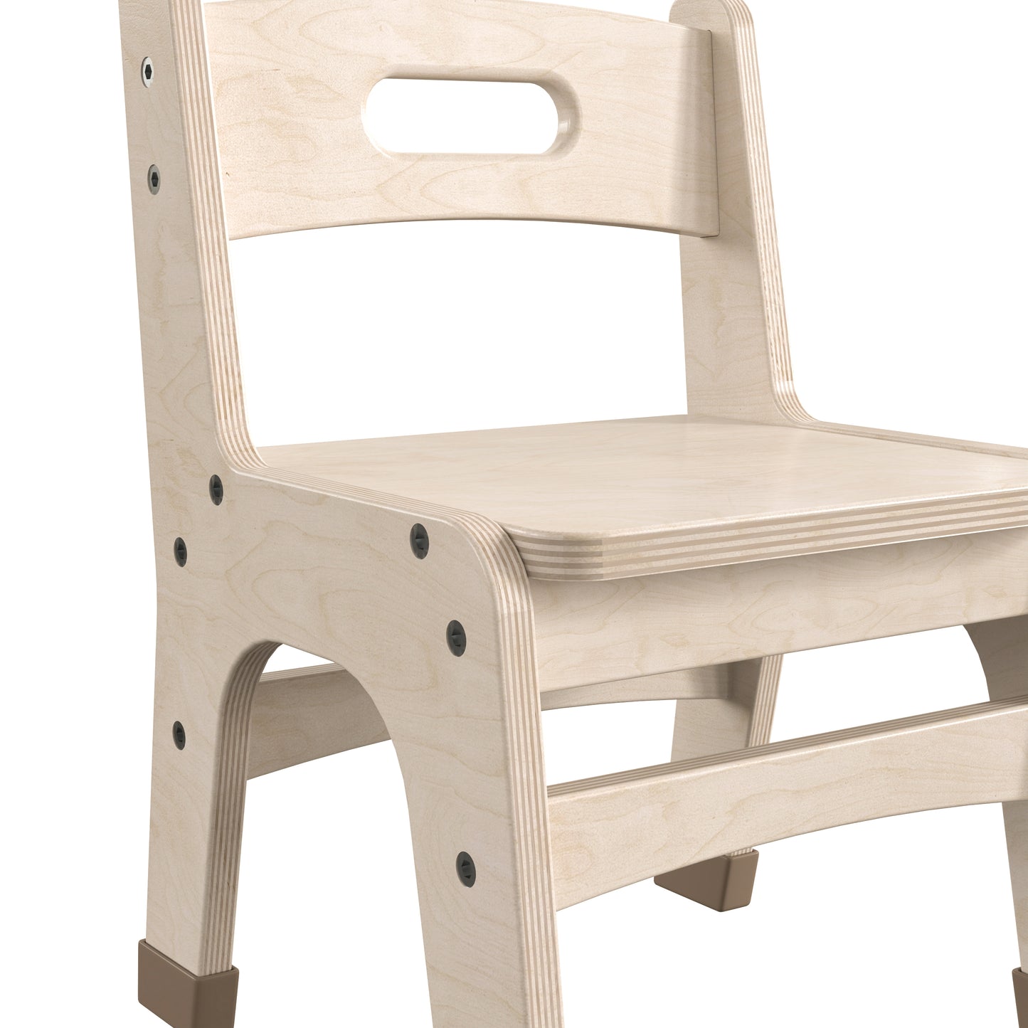 Bright Beginnings Set of 2 Commercial Grade Wooden Classroom Chairs, 9" Seat Height with Non-Slip Foot Caps and Built-In Carrying Handle, Natural Beech