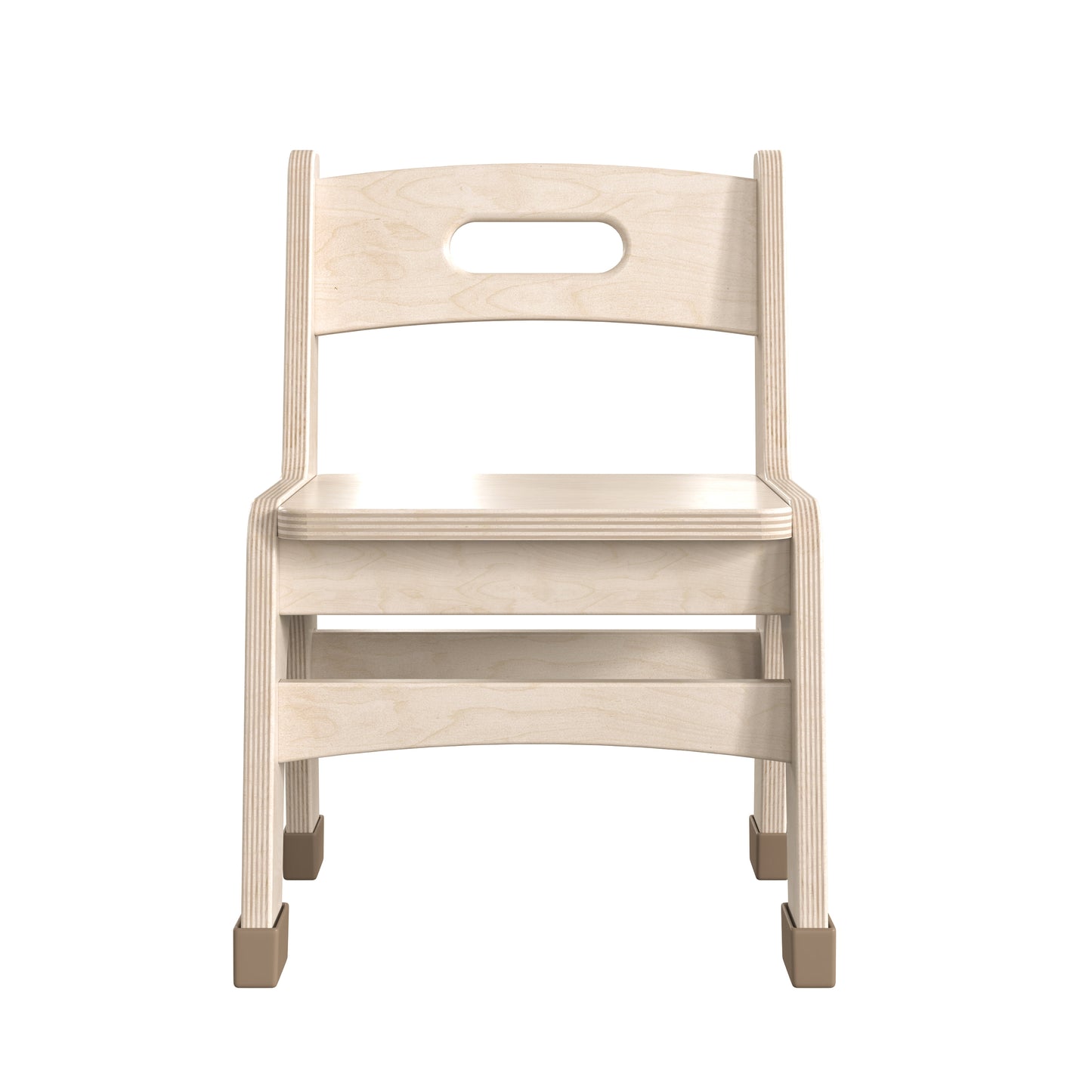 Bright Beginnings Set of 2 Commercial Grade Wooden Classroom Chairs, 9" Seat Height with Non-Slip Foot Caps and Built-In Carrying Handle, Natural Beech