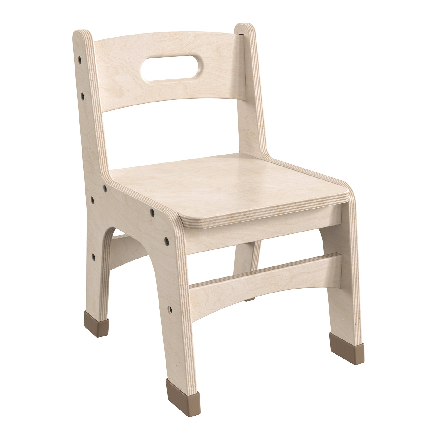 Bright Beginnings Set of 2 Commercial Grade Wooden Classroom Chairs, 10" Seat Height with Non-Slip Foot Caps and Built-In Carrying Handle, Natural Beech MK-KE24435-GG