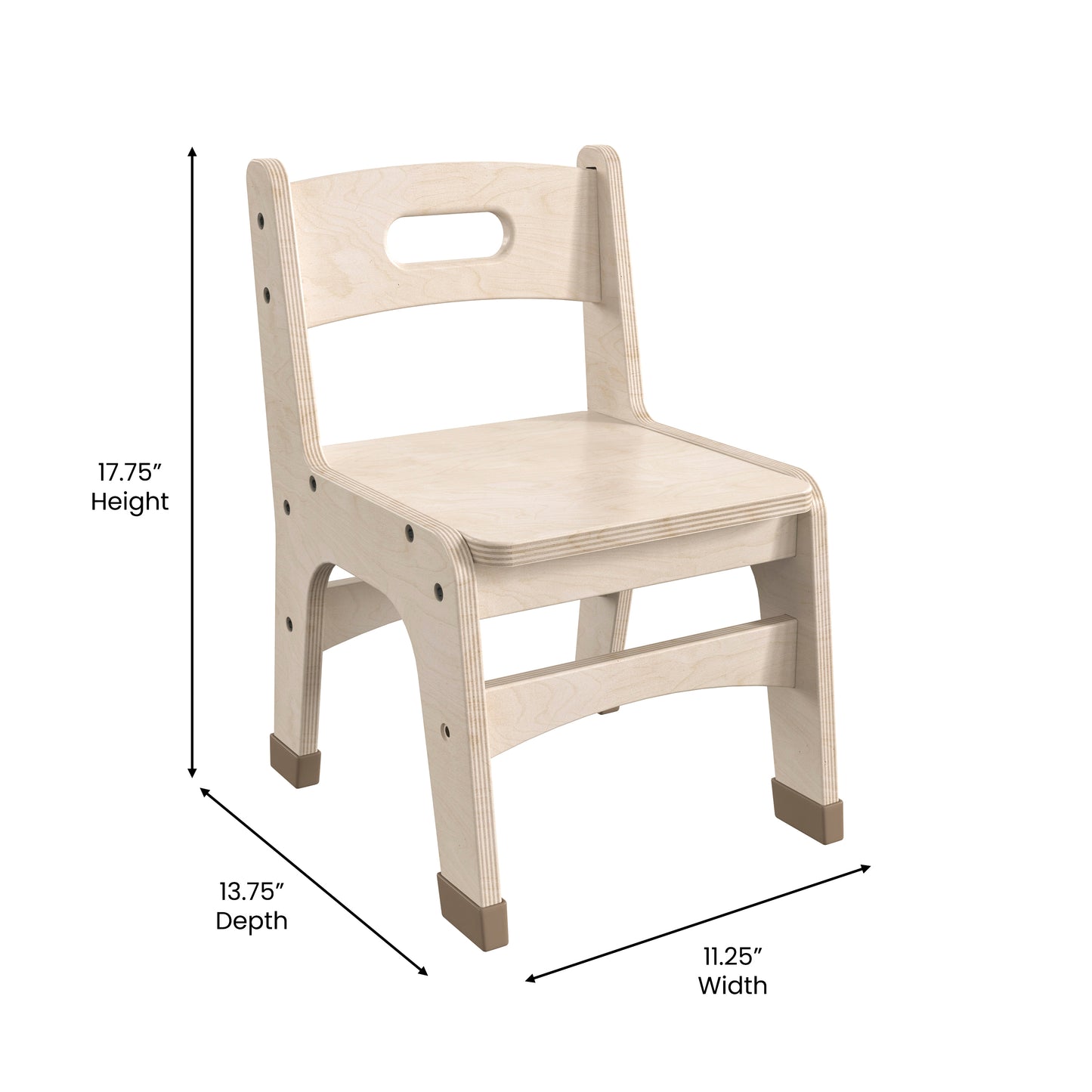 Bright Beginnings Set of 2 Commercial Grade Wooden Classroom Chairs, 10" Seat Height with Non-Slip Foot Caps and Built-In Carrying Handle, Natural Beech MK-KE24435-GG