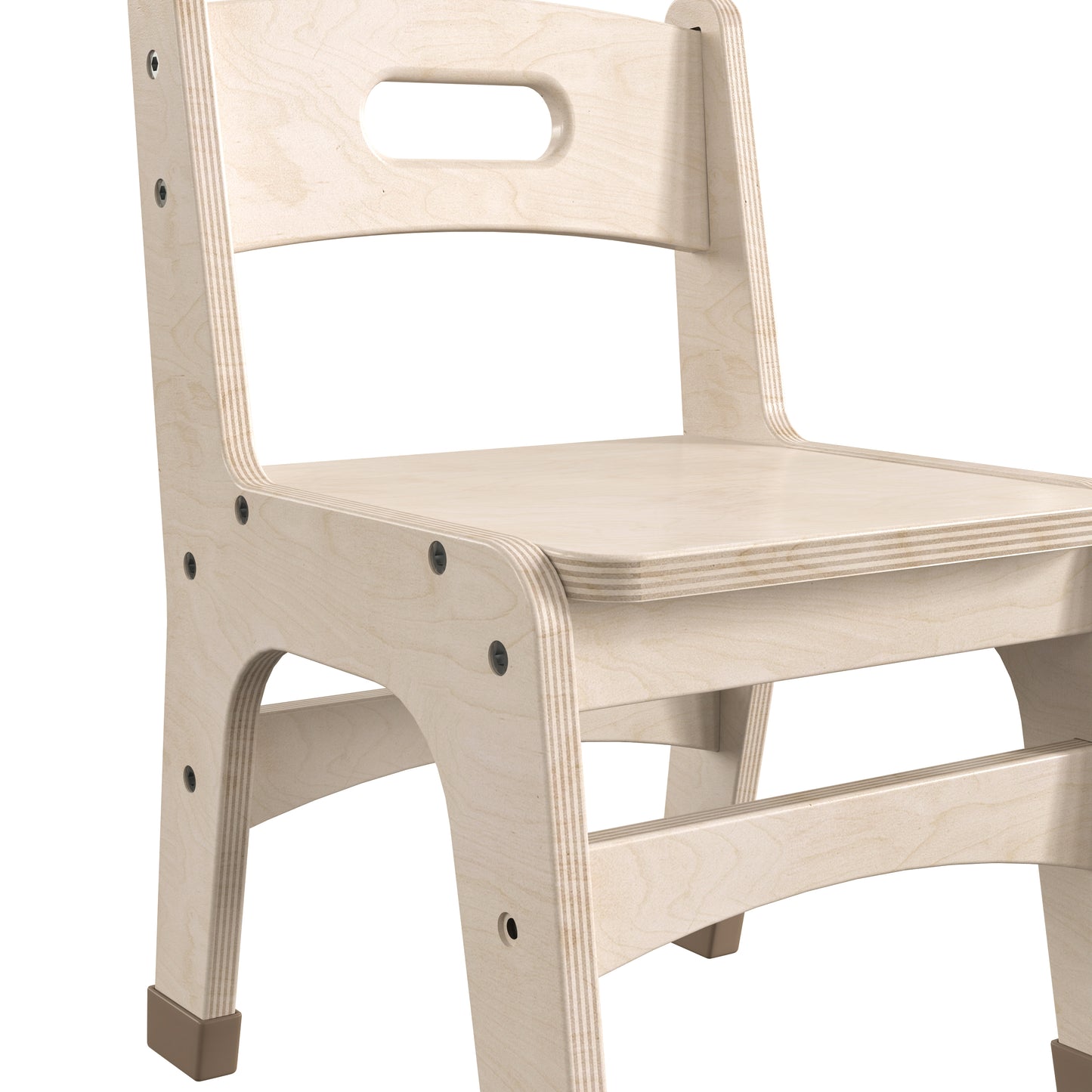 Bright Beginnings Set of 2 Commercial Grade Wooden Classroom Chairs, 10" Seat Height with Non-Slip Foot Caps and Built-In Carrying Handle, Natural Beech MK-KE24435-GG